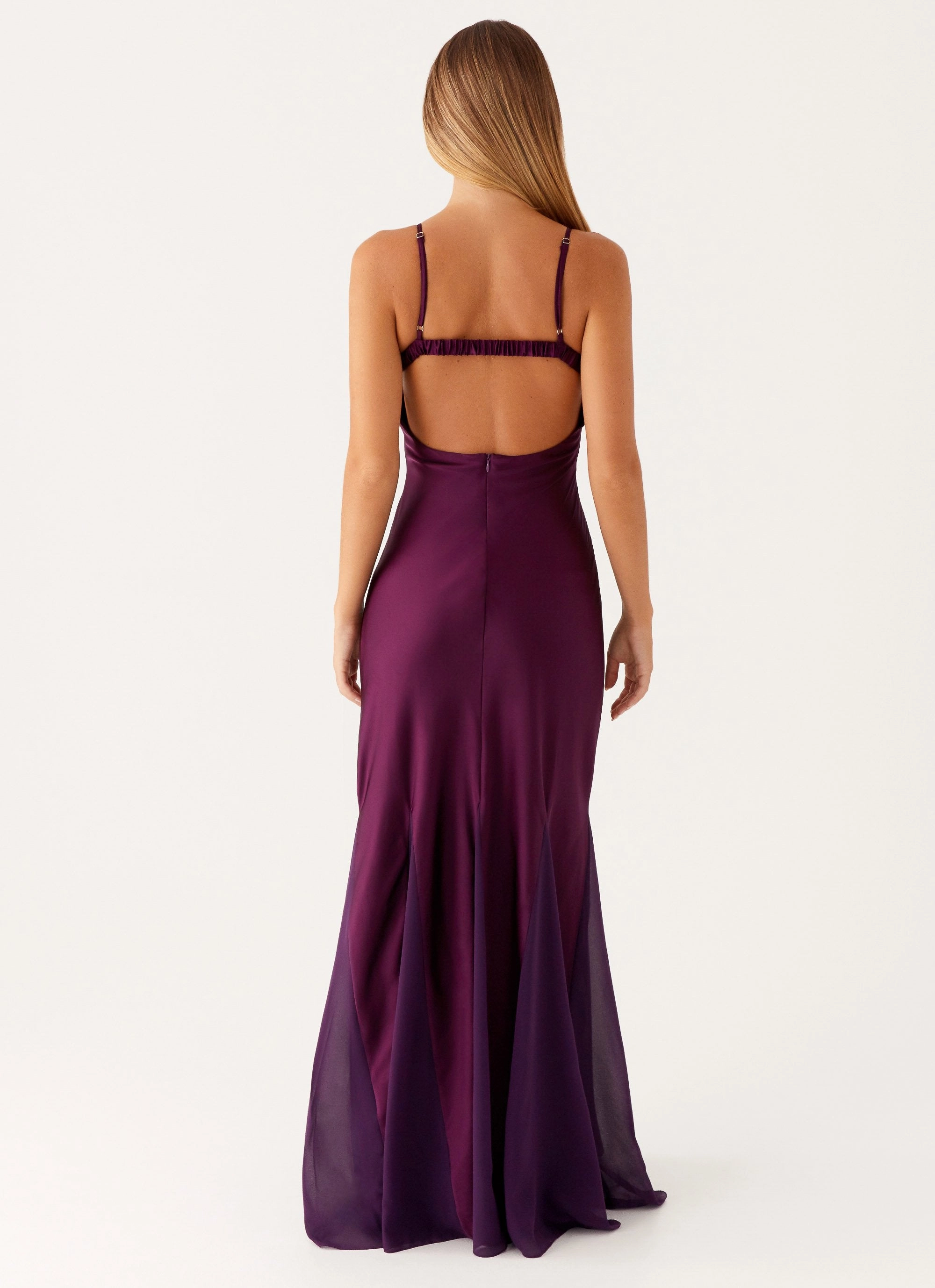Ruched-Detail Crisp Silhouette Ravello Maxi Dress - Mulberry