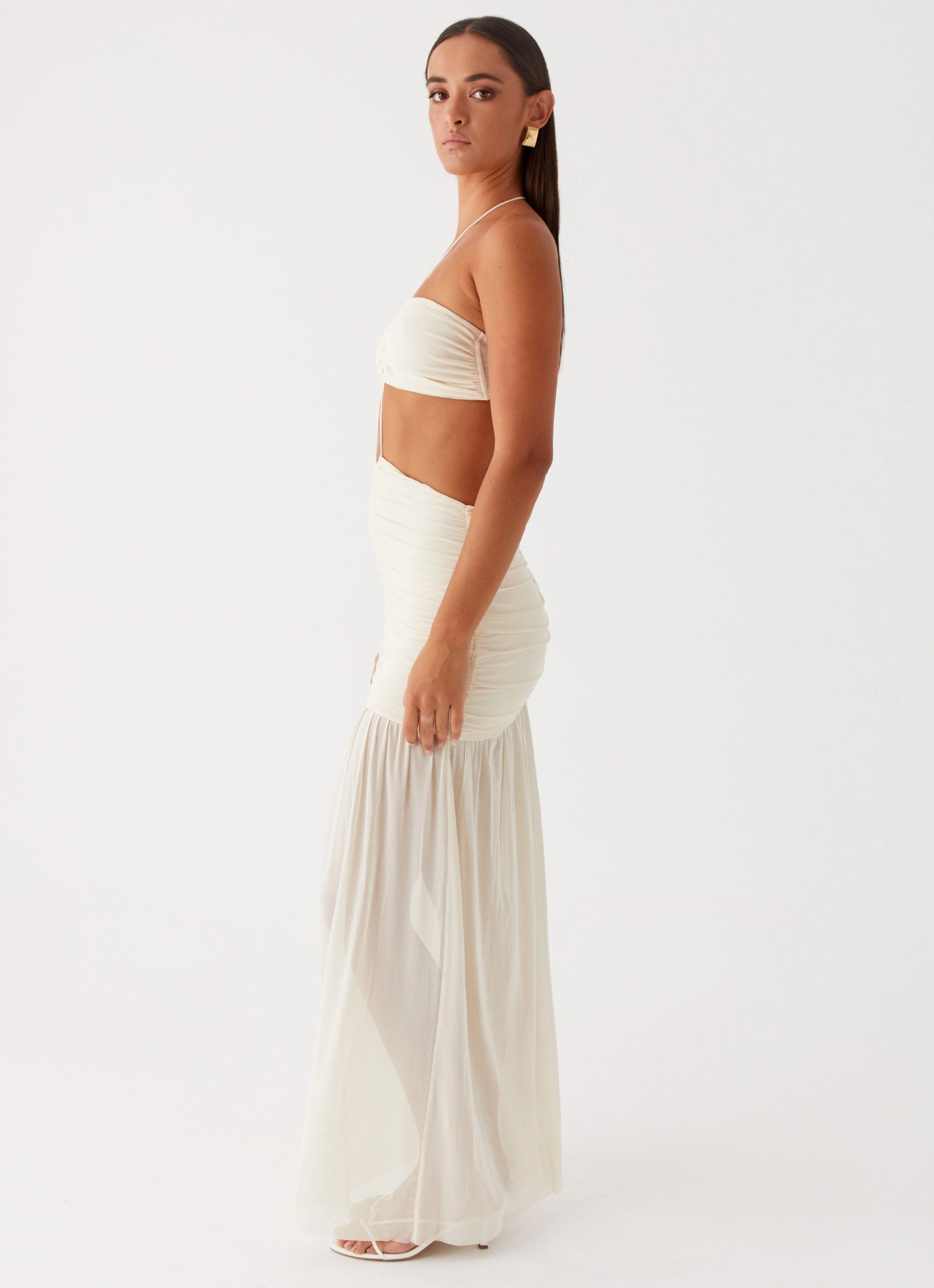 Clover Cut Out Maxi Dress - Lemon Fringe-Detail Flattering Waist