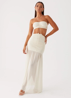 Clover Cut Out Maxi Dress - Lemon Feminine fit-and-flare silhouette