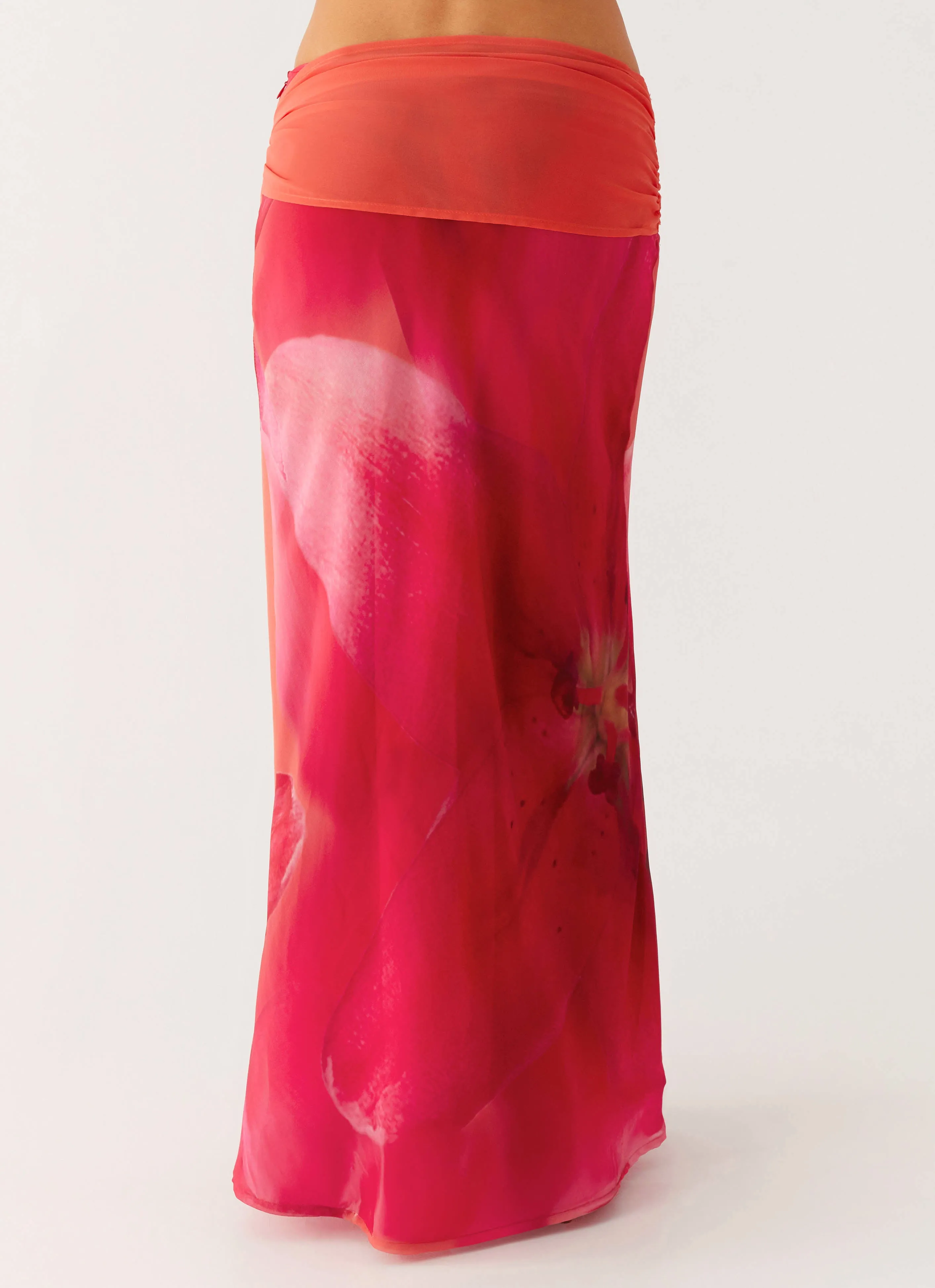 gentle style Raya Maxi Skirt - Peach Watermelon Flower