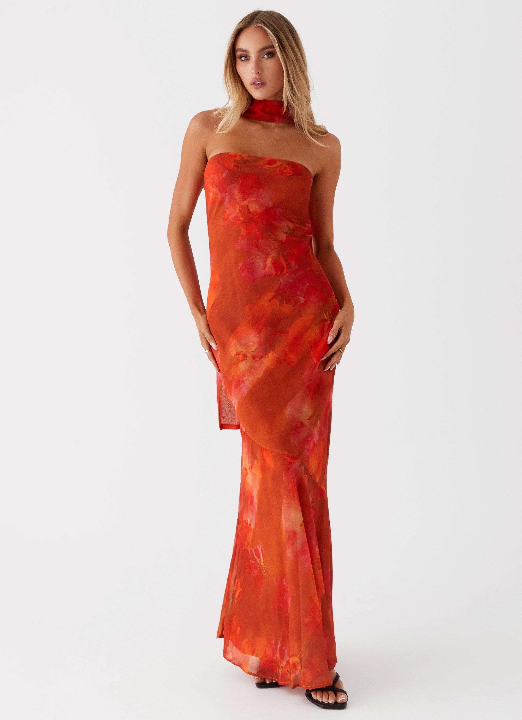 Under The Pagoda Maxi Dress - Amber Fit Mood Printed-Lining