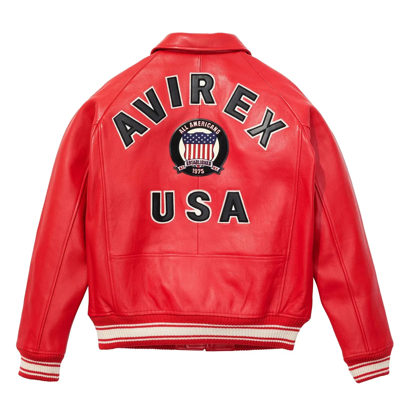 Red Avirex Icon Leather Jacket