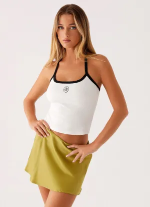 Teagan Satin Mini Skirt - Green All Season Texture Shot