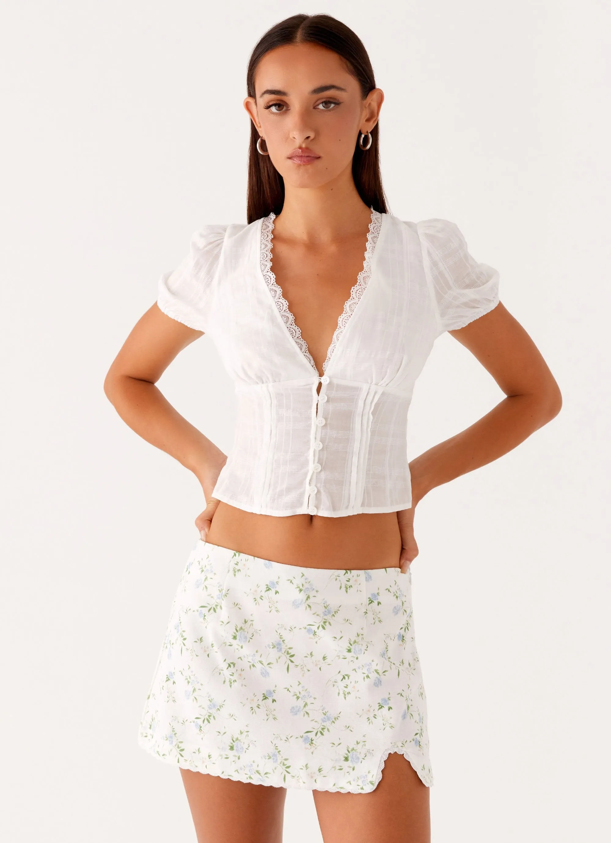 Disconnect Mini Skirt - Vintage Ditsy Floral Maternity Friendly