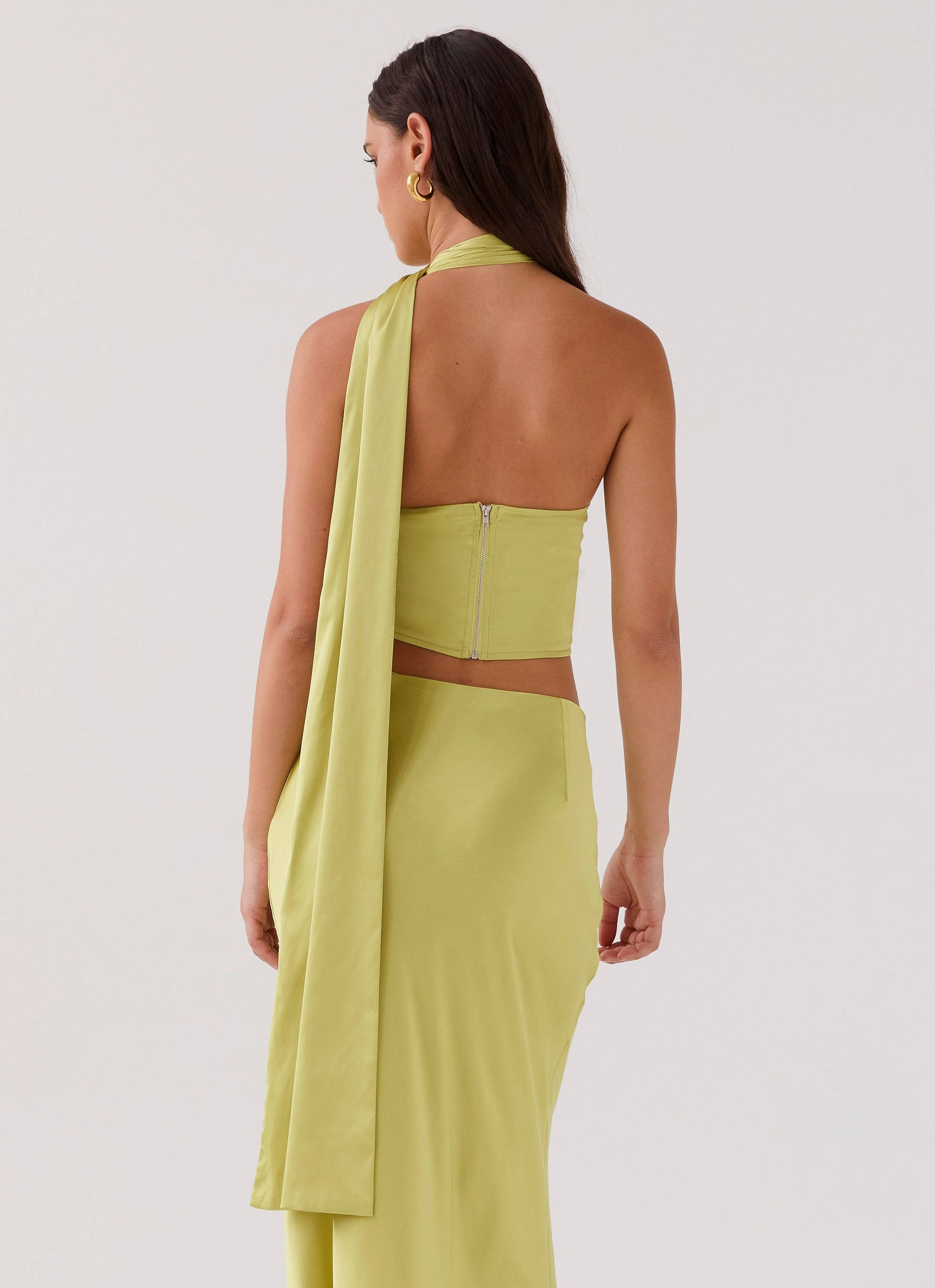 Durable Stitching Breathable back panel Josefina Scarf Top - Chartreuse