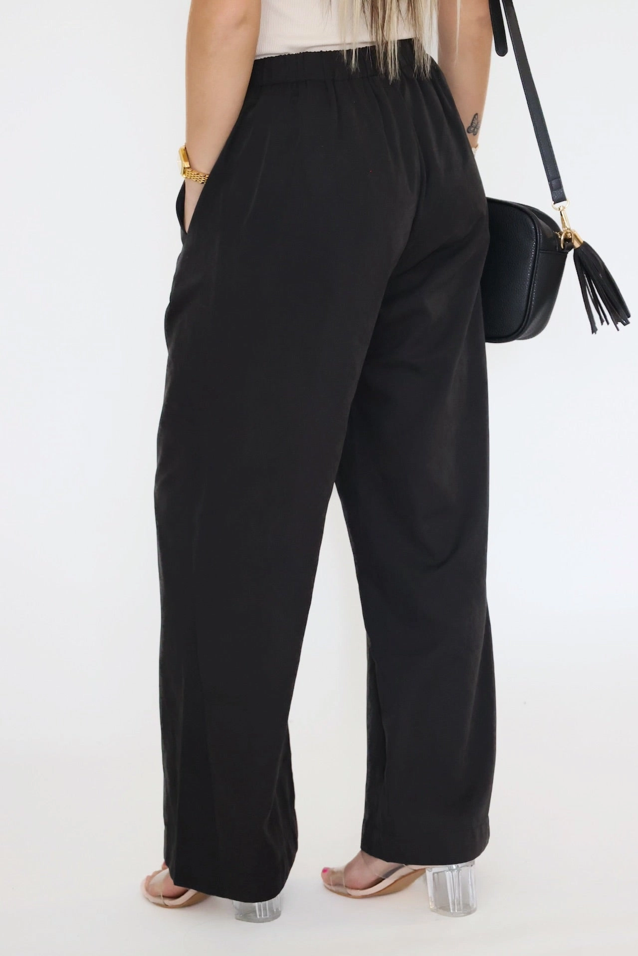 Paris Wide Leg Pant- Black NonSlip Grip Tape