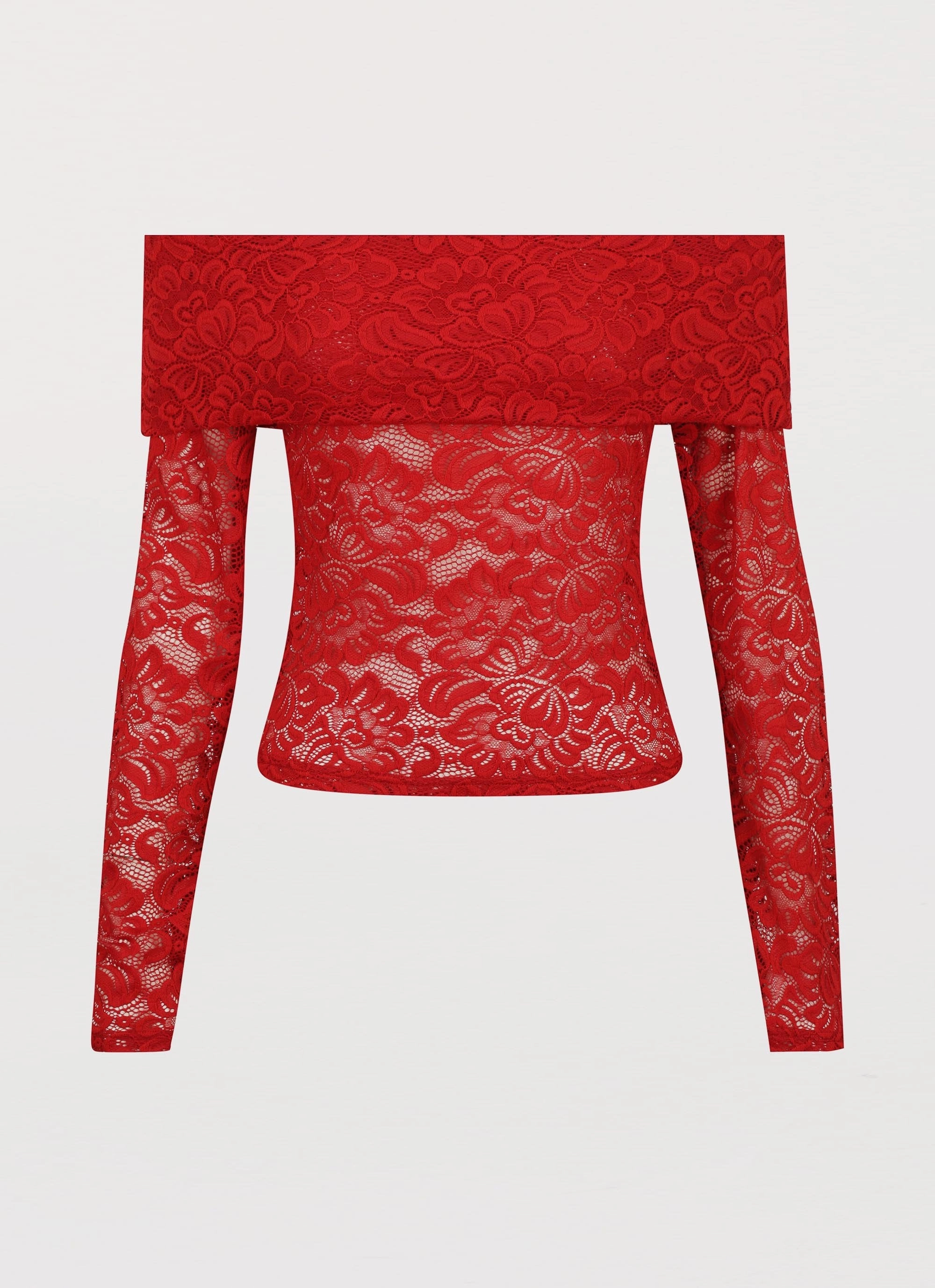 Zephyra Lace Long Sleeve Top - Red QuickDry Athletic Wear
