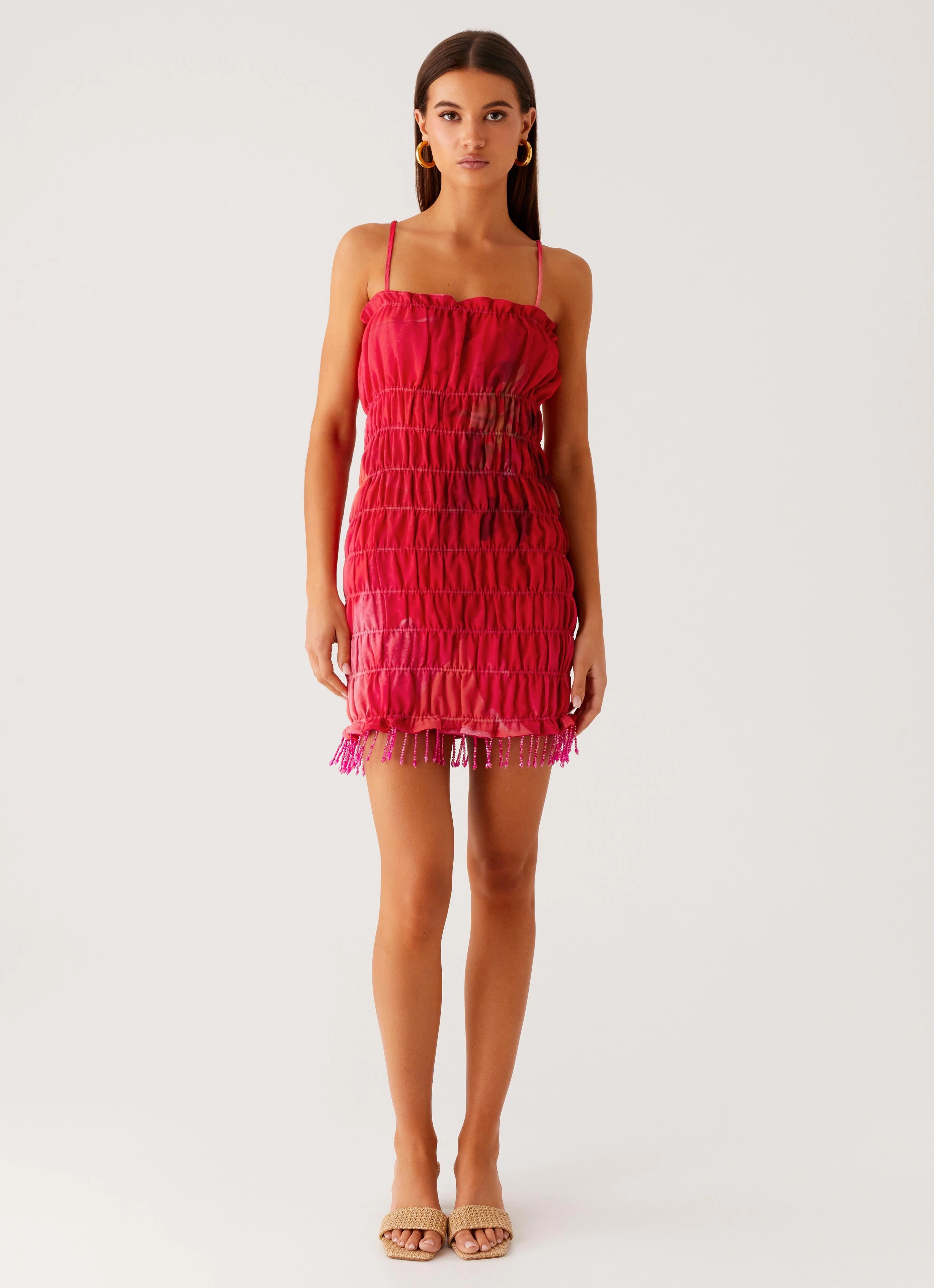 Refresh Me Chiffon Mini Dress - Peach Watermelon Flower TaglessDesign