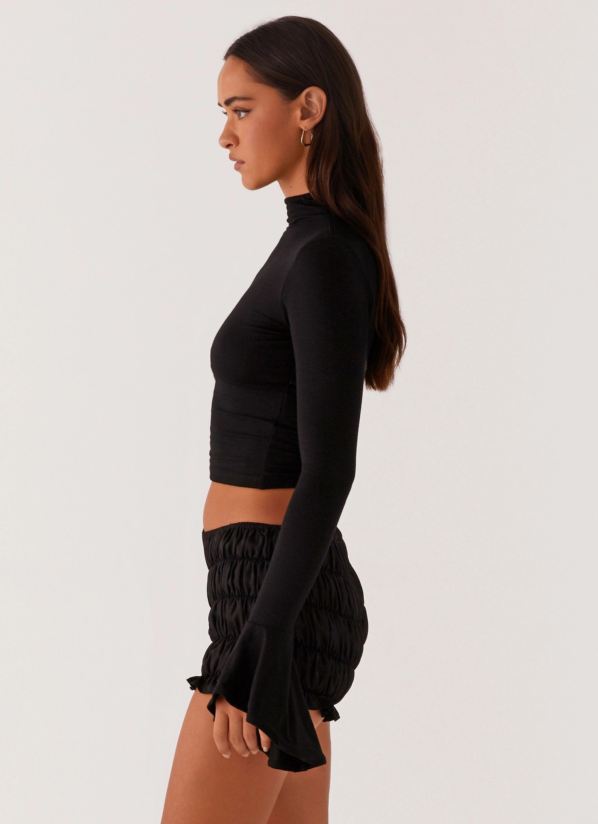 Reggie Long Sleeve Top - Black Flatlock Seam NonRestrictiveCut