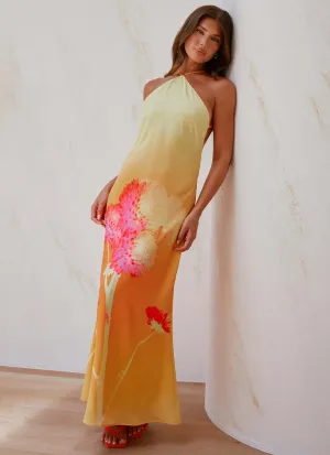 Chloe Maxi Dress - Orange Floral Stylish Element Friends Meetup