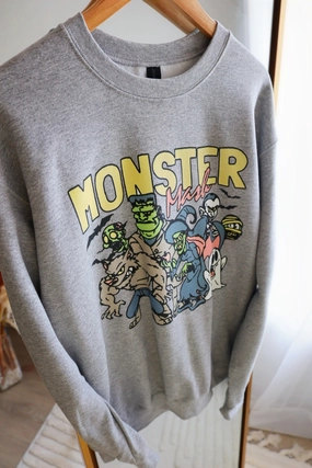 Monster Mash Retro Sweatshirt Flatlock stitching