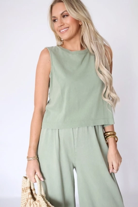 Sloane Jersey Muscle Tank  - Avocado Tear Resistant Weave AllDayComfort