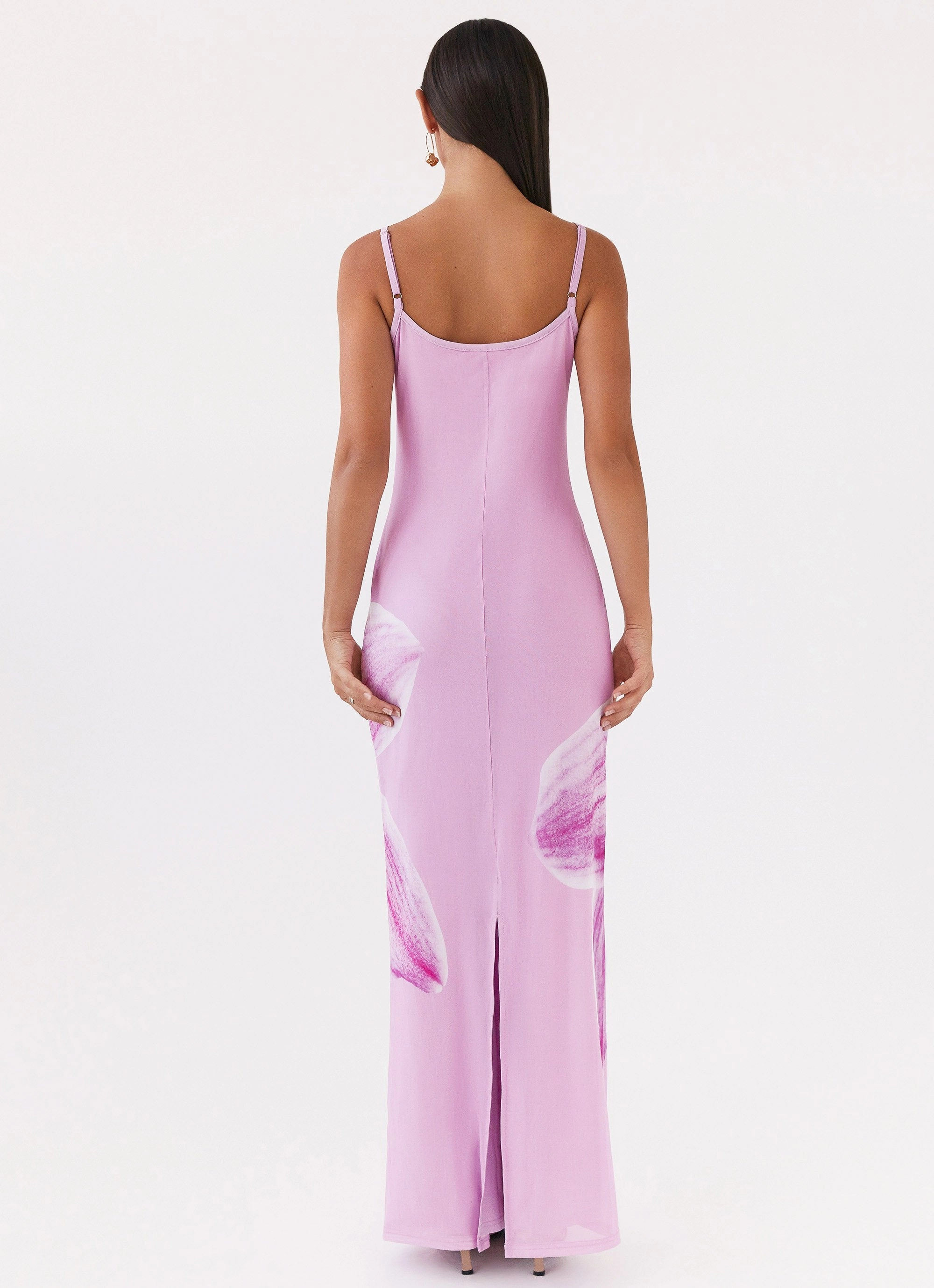 Chill Edge spring outfit Bad News Mesh Maxi Dress - Pink Magnolia