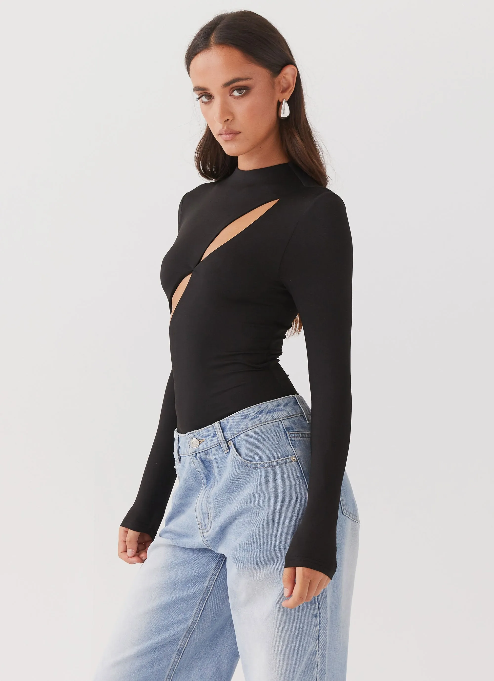 Special Affair Long Sleeve Bodysuit - Black EasyClean