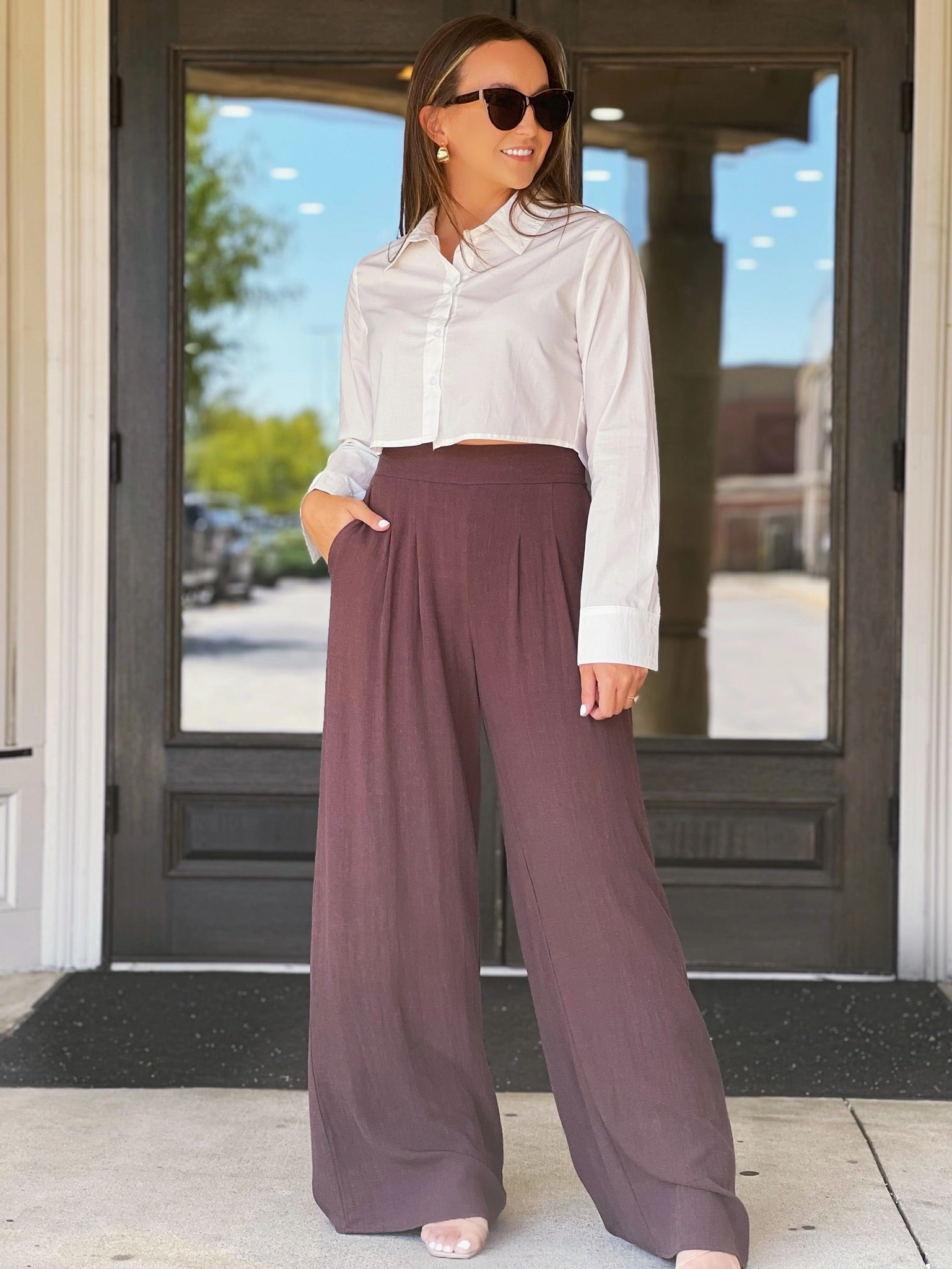 Breathable Lining Briley Cropped Button Down (FINAL SALE)