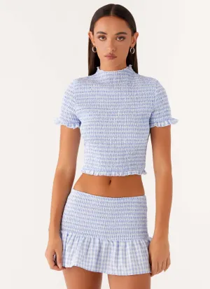 ReinforcedShoulderSeams Sweetest Pie T-Shirt - Baby Blue Gingham Sweetest Pie T-Shirt - Baby Blue Gingham Minimal Look Chic Comfort