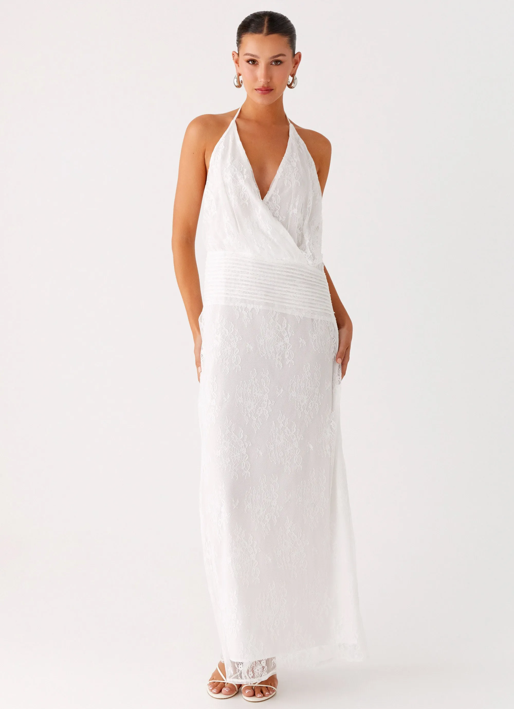 Reinhart Halter Maxi Dress - White Reinforced Collar