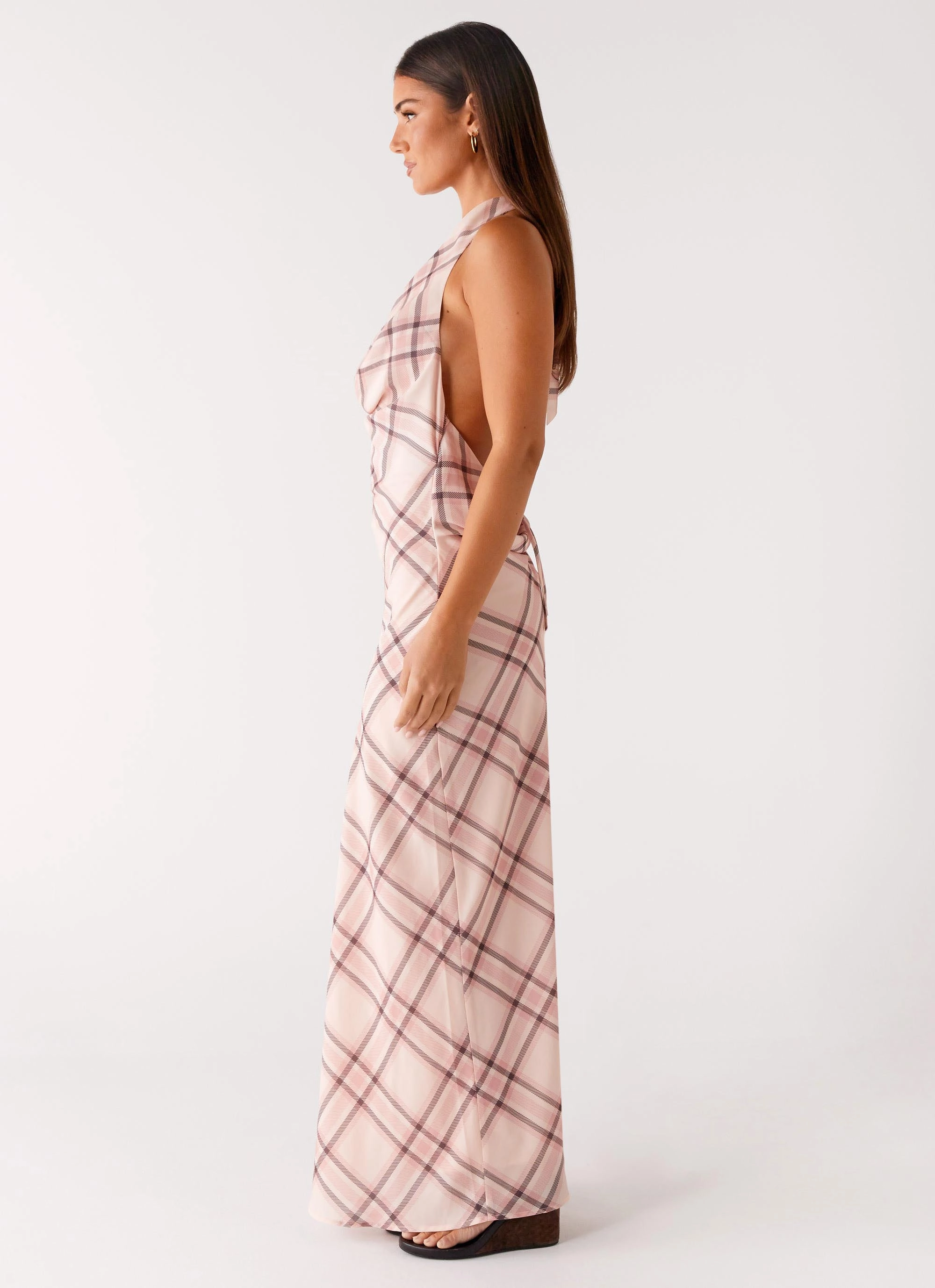 Clean Fit Petite Chic Muse Maxi Dress - Pink Check
