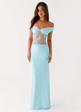 Vintage-Inspired Infatuation Lace Maxi Dress - Turquoise