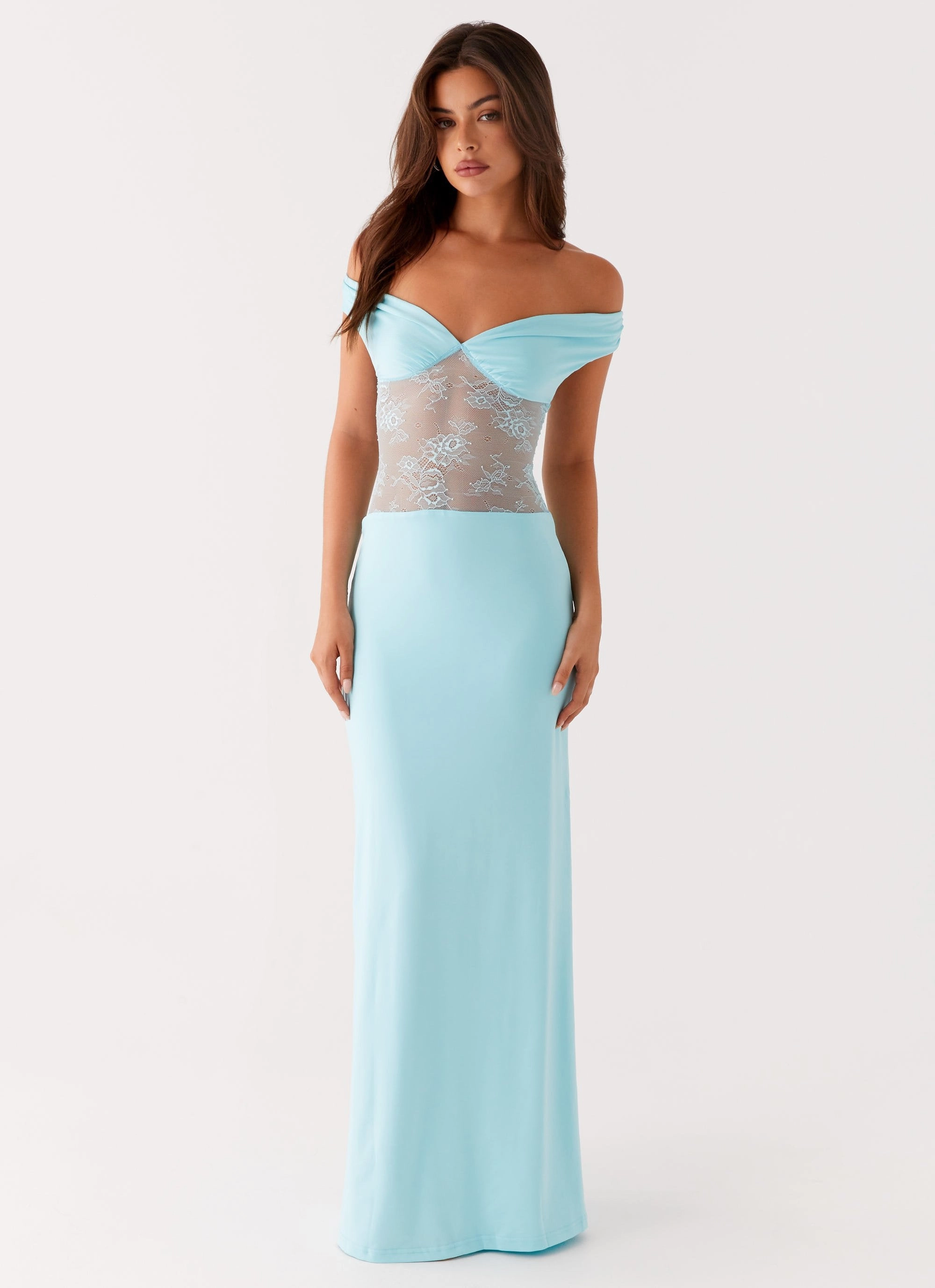 Vintage-Inspired Infatuation Lace Maxi Dress - Turquoise