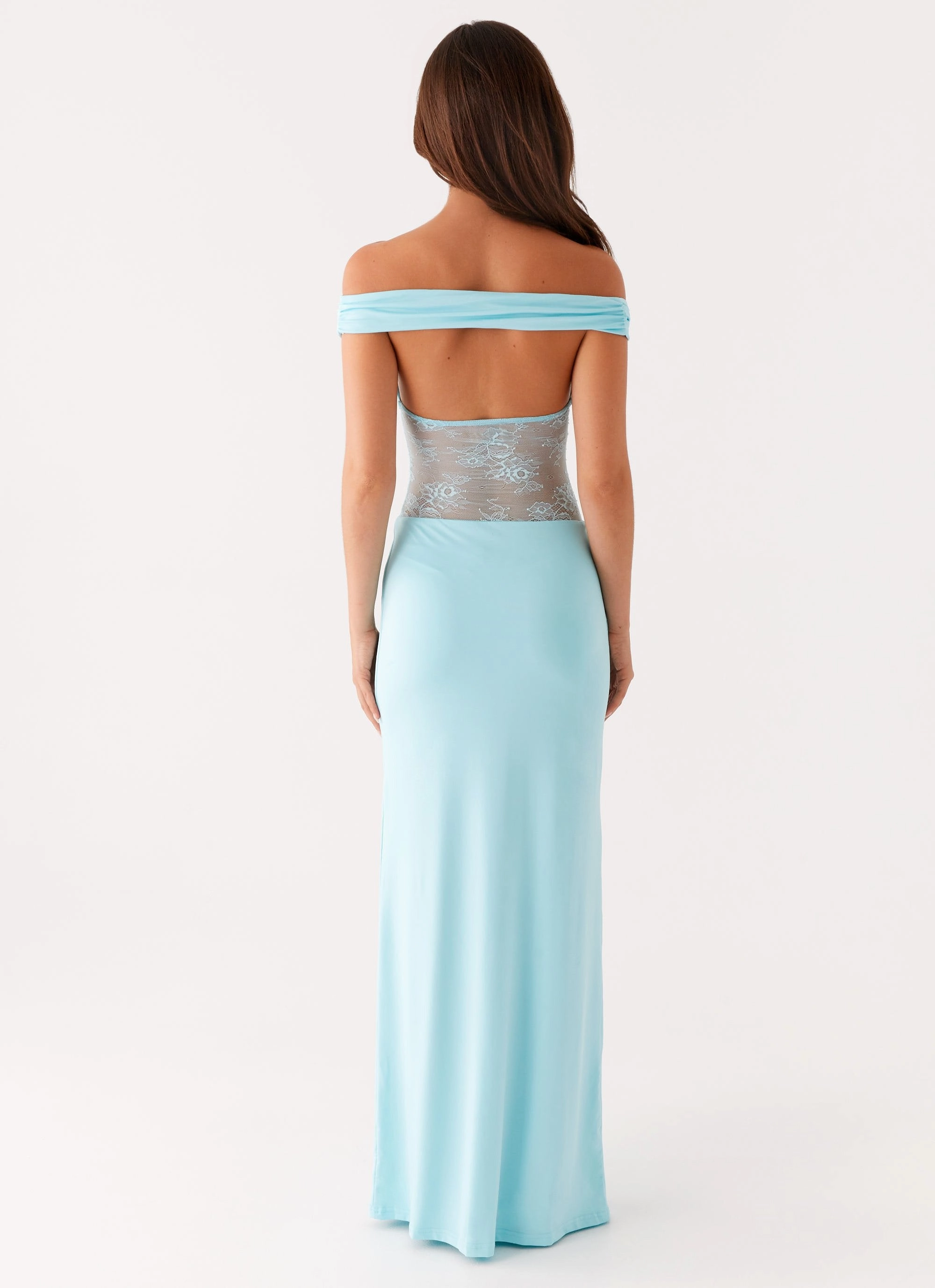 Infatuation Lace Maxi Dress - Turquoise Crisp Silhouette Flowy Texture