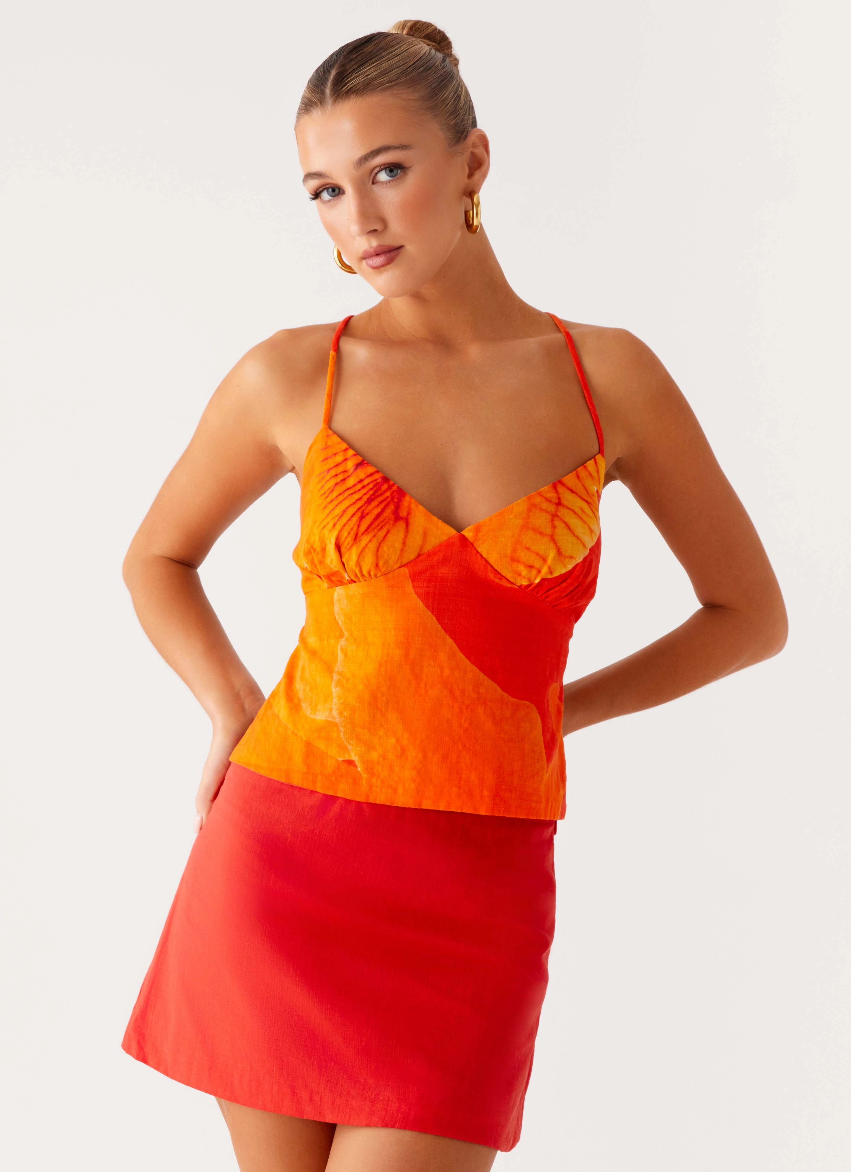 Sangria Top - Serene Orange BondedEdges StretchKnit