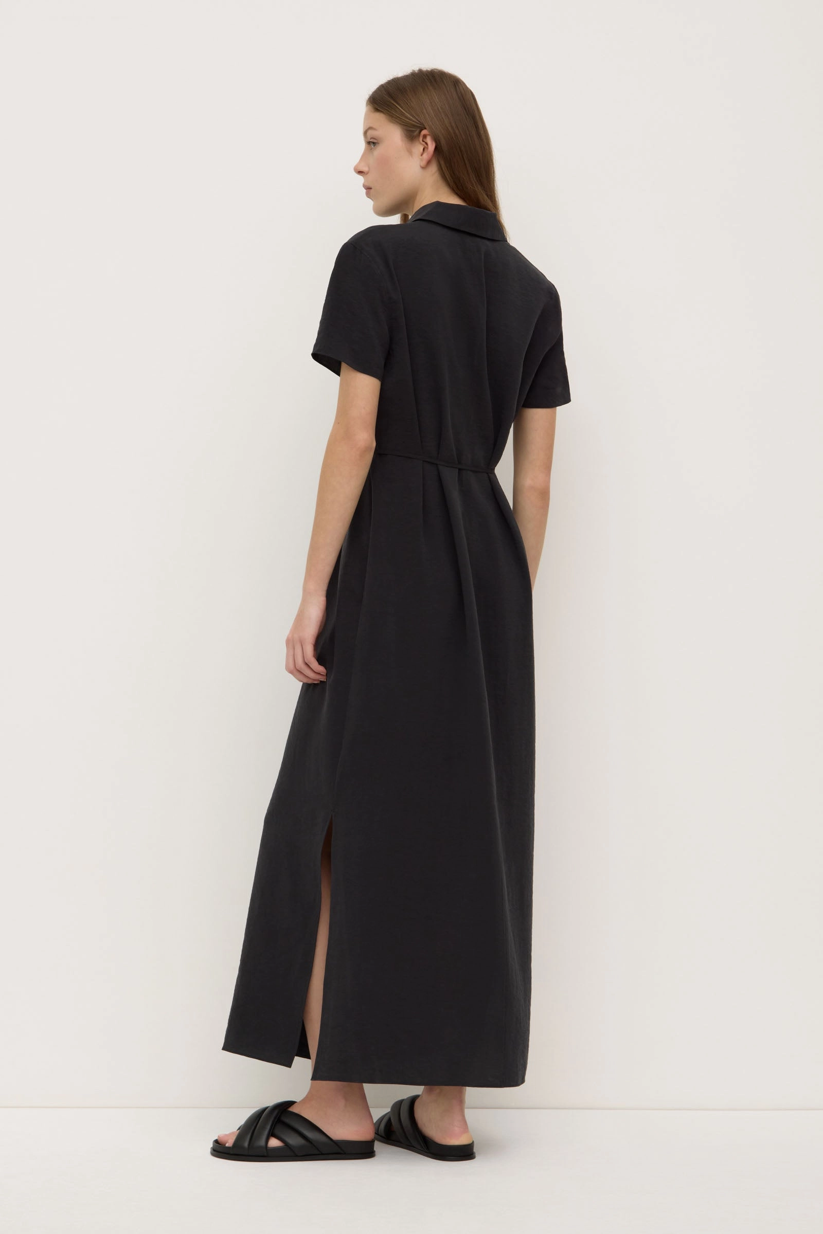 Heather Silk Blend Shirt Dress Soft Detail