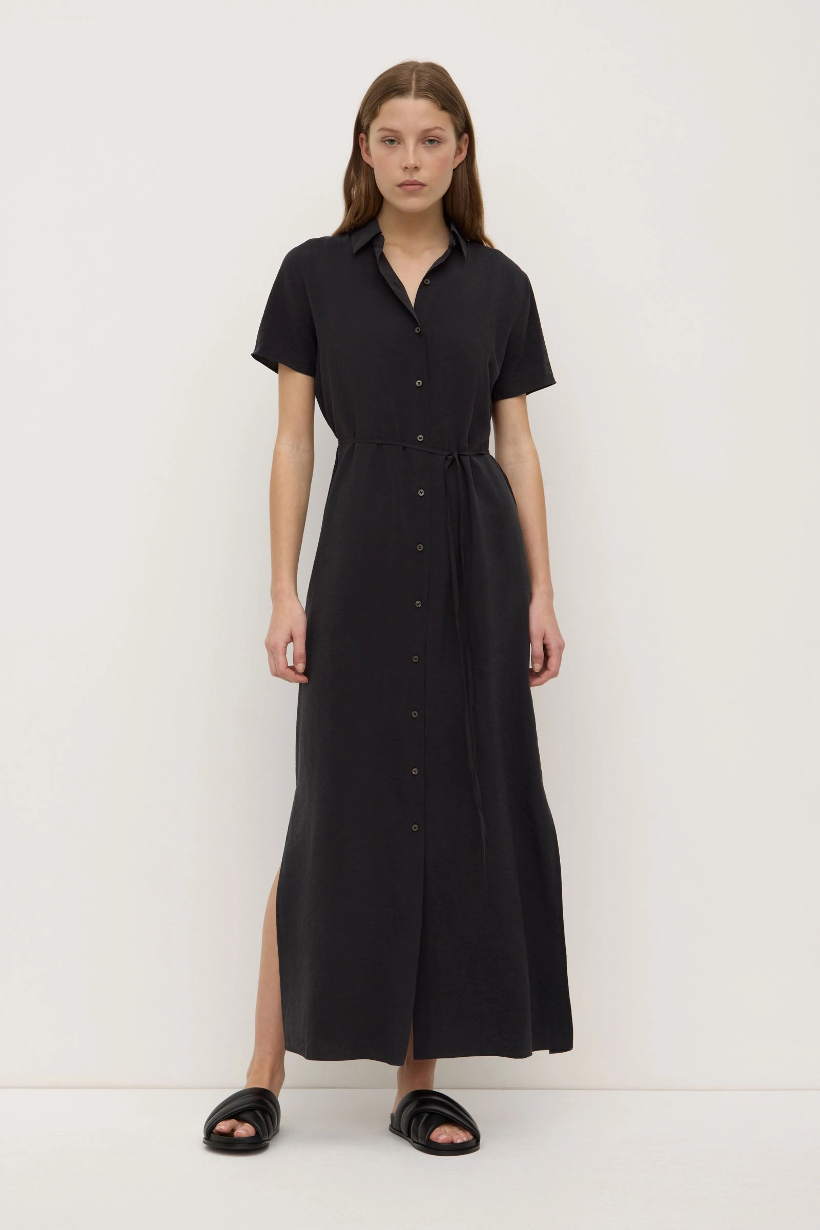 Refined Vibe Heather Silk Blend Shirt Dress