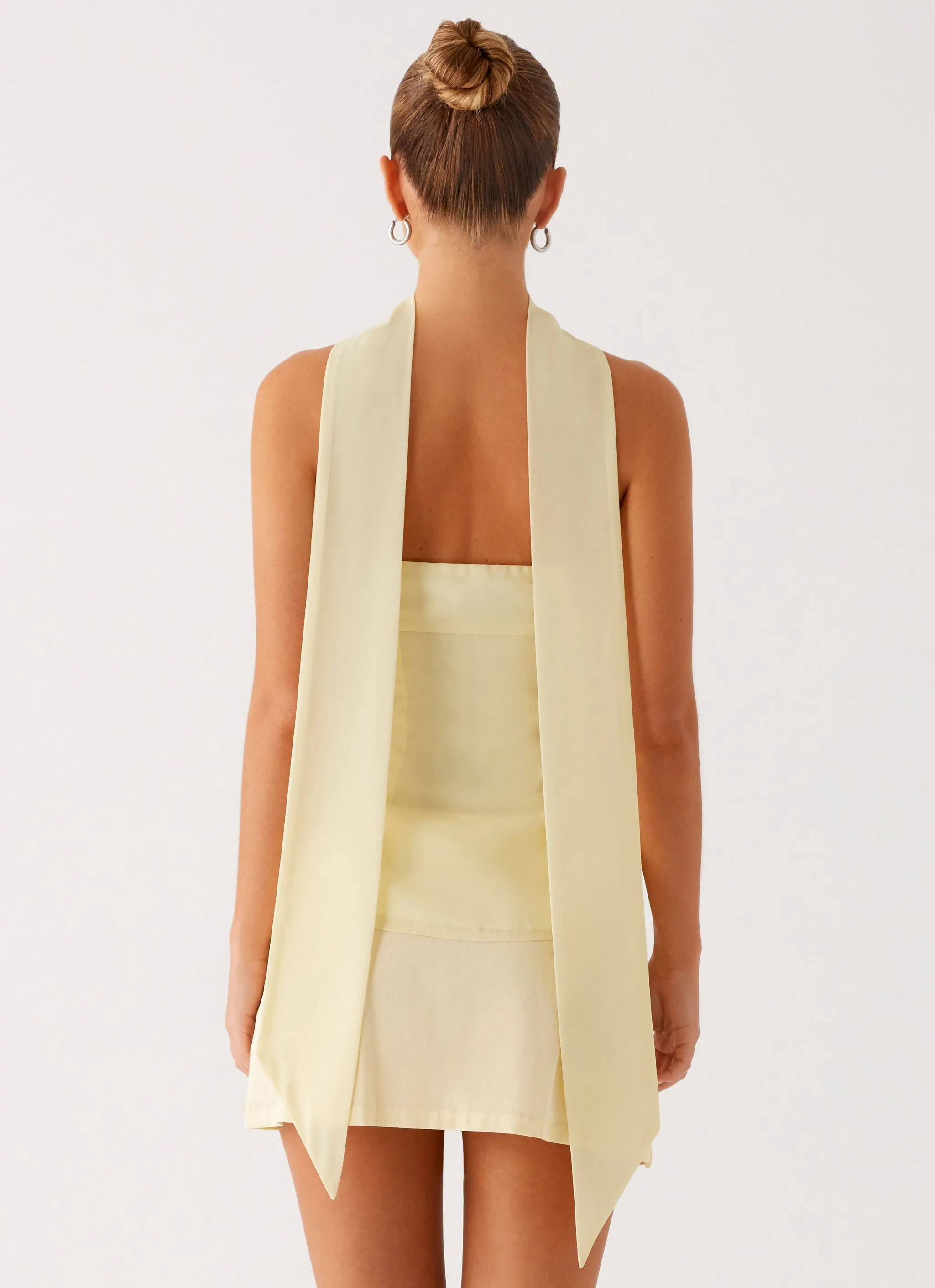 Blaise Scarf Top - Yellow Floral NaturalFiberBlend Modern Silhouette