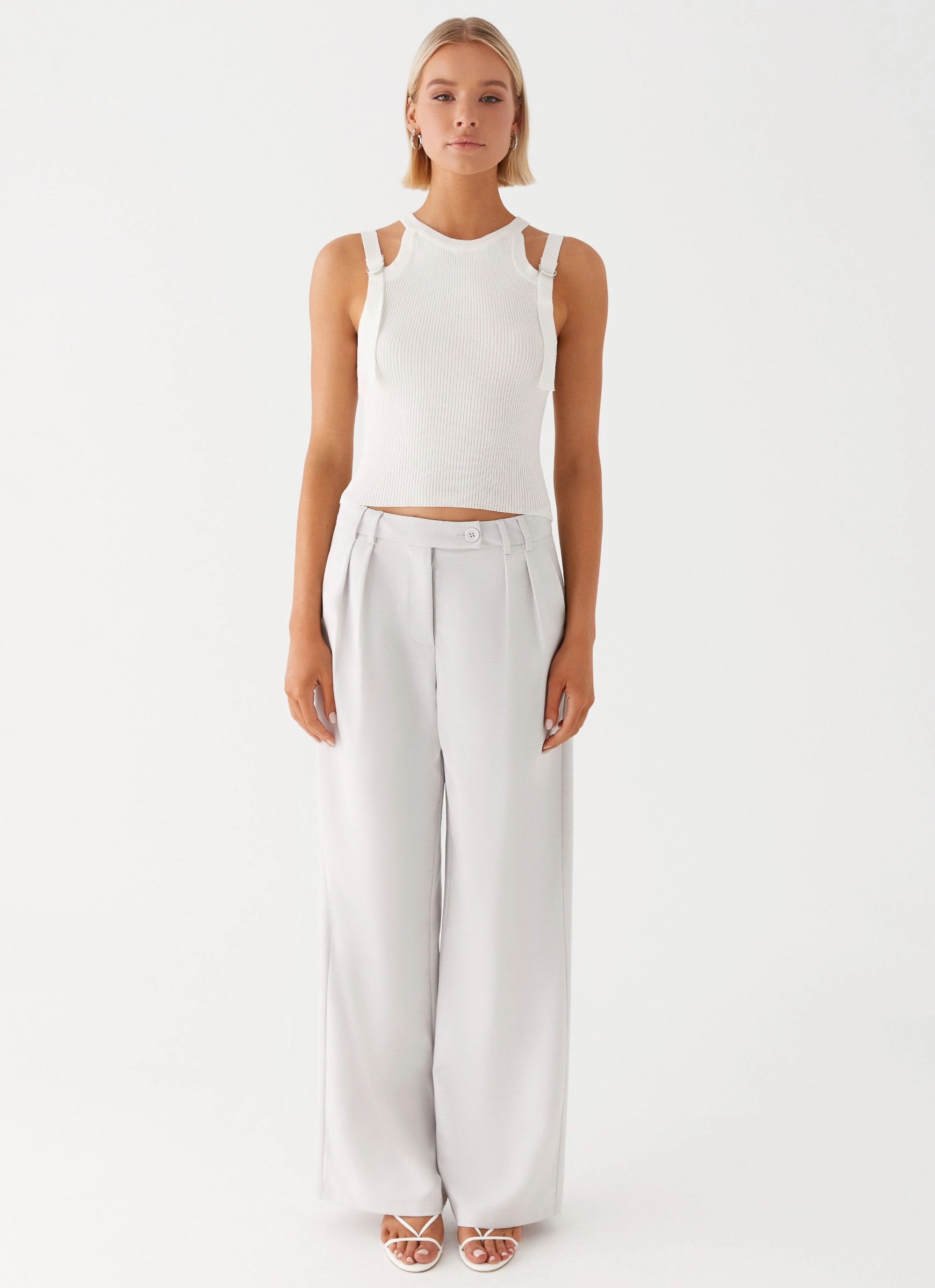Asha Low Rise Pants - Ivory Comfort Cushion Neckline AntiStatic Weave