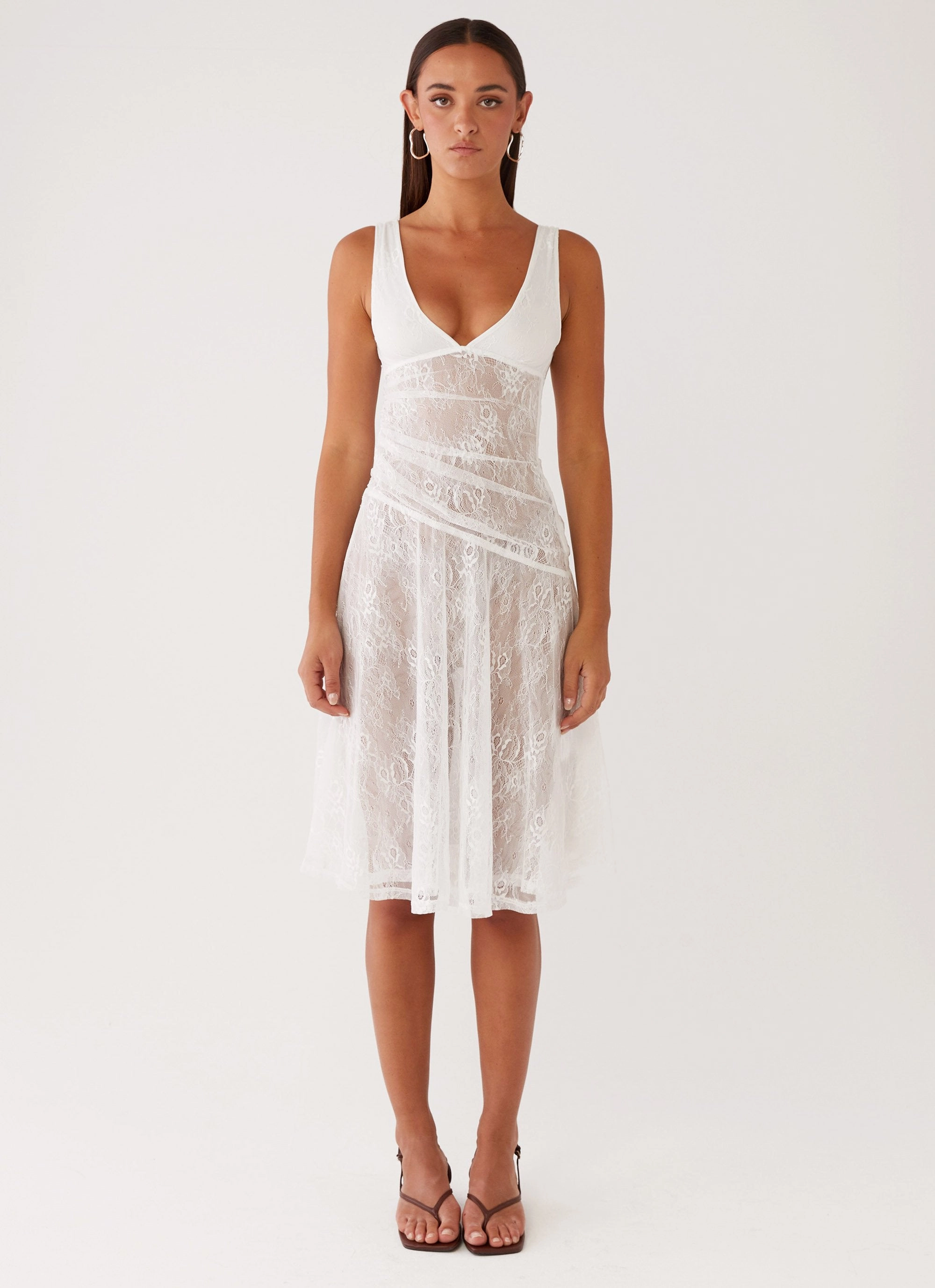 All-Occasion Look Remember Me Lace Midi Dress - White
