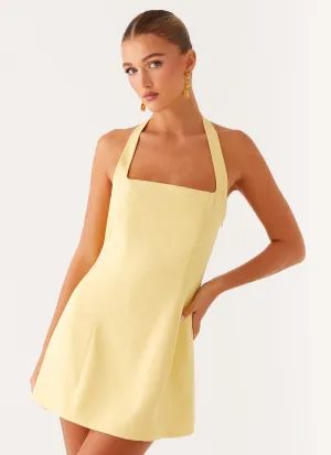 Remi Halter Mini Dress - Yellow Chic Comfort Remi Halter Mini Dress - Yellow fade resistant color
