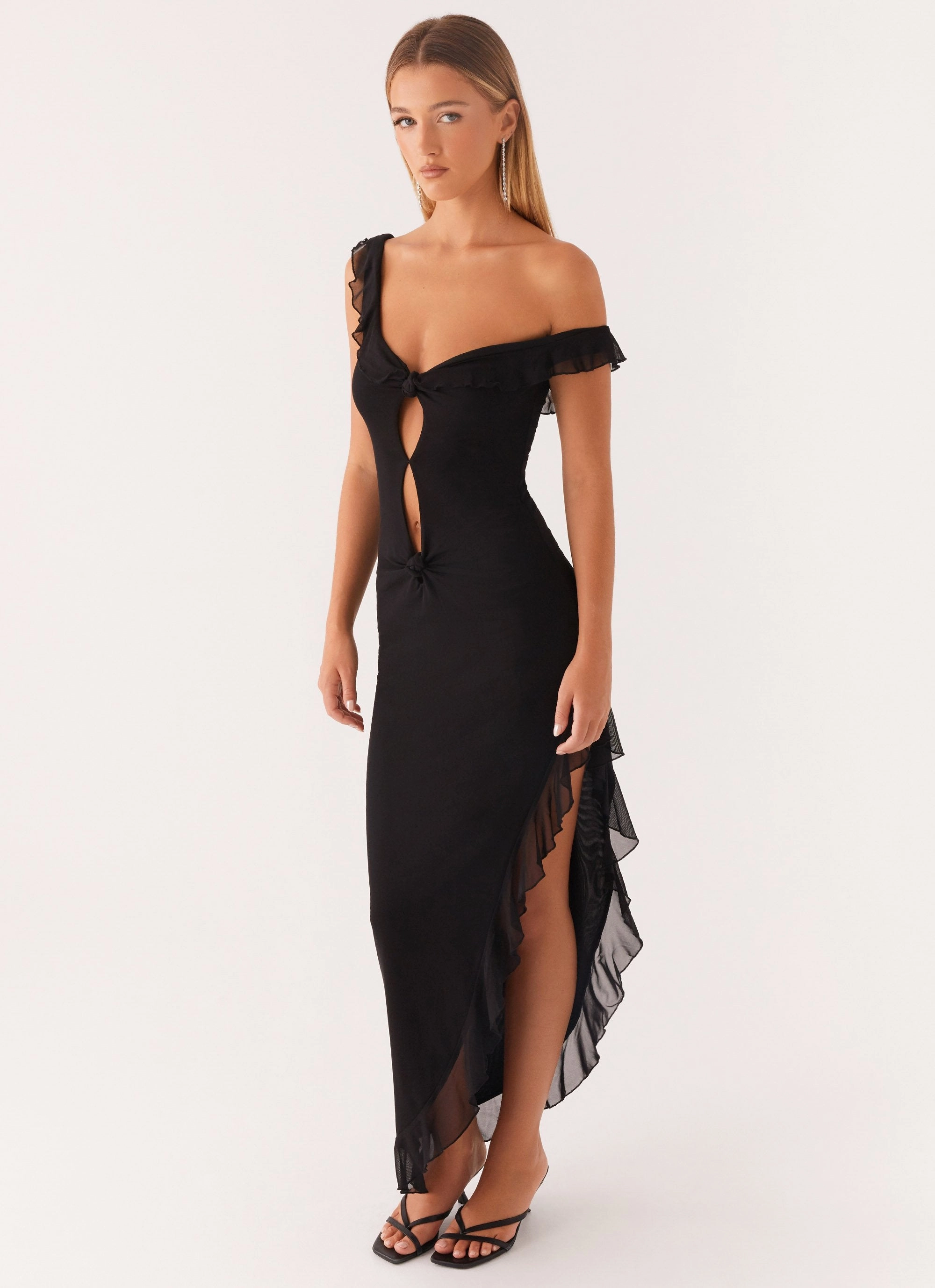 Impossible Cut Out Midi Dress - Black Charming Style