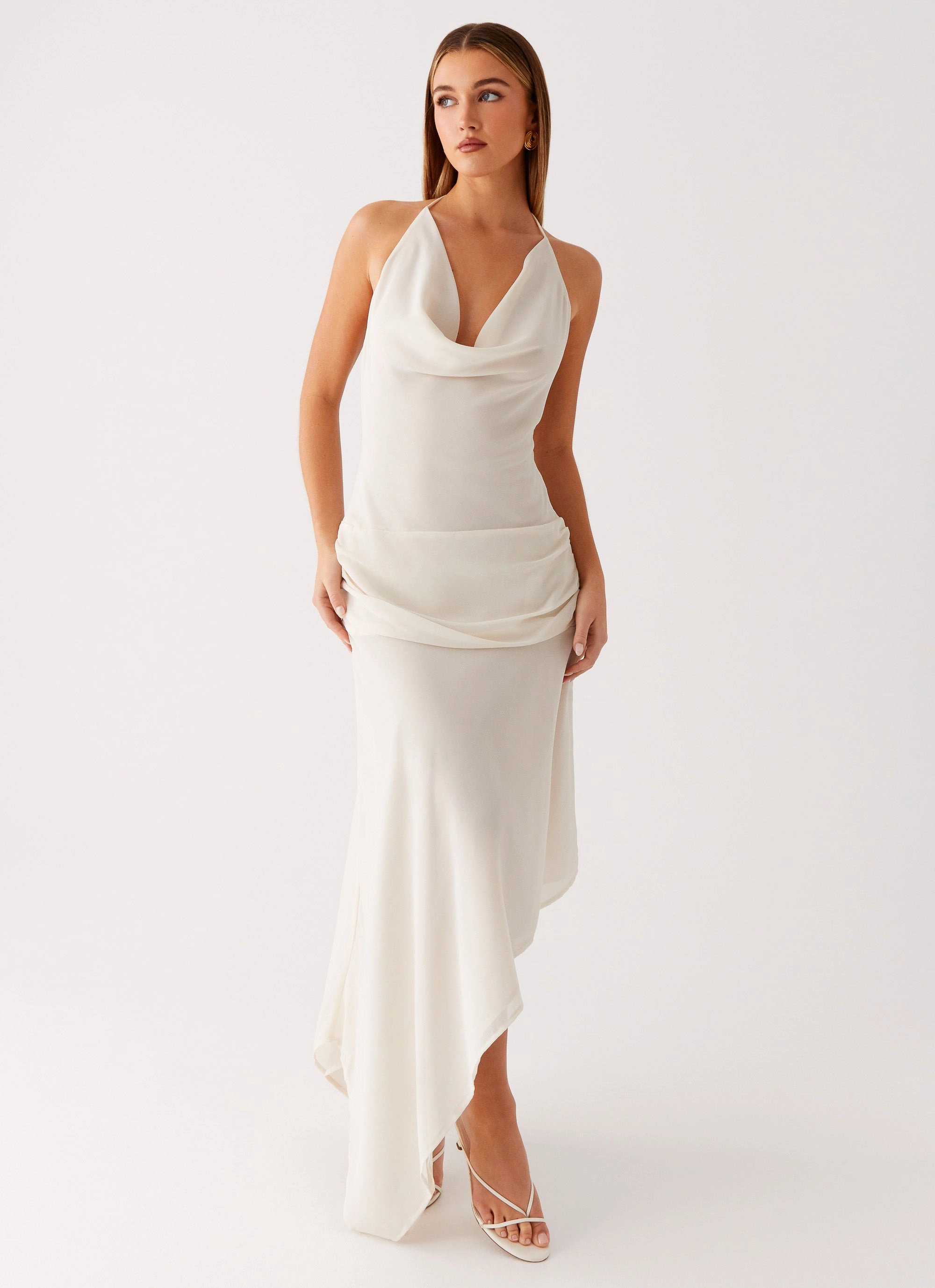 Nyra Midi Dress - Cream FoldablePackaging Elegant Cut