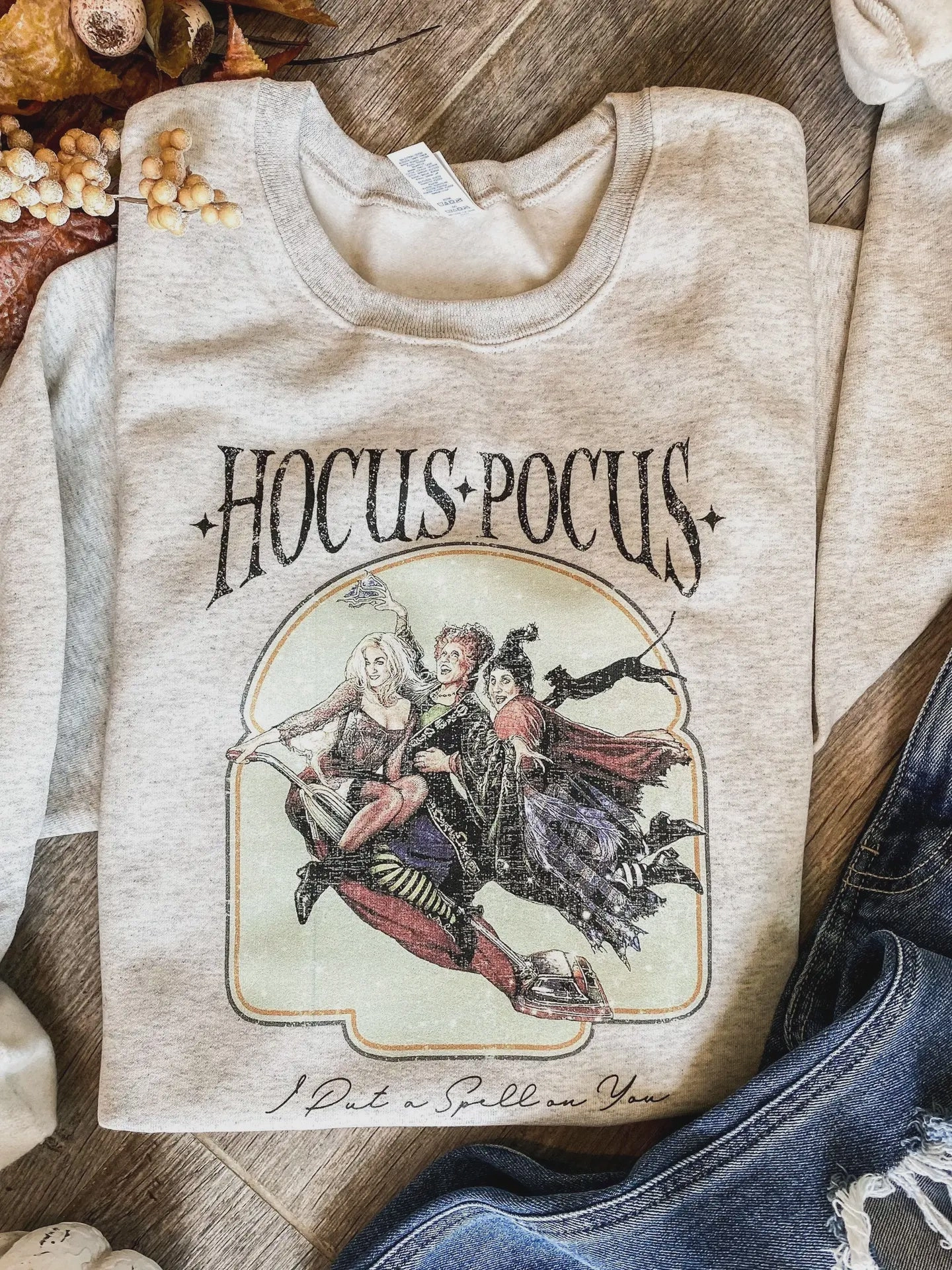Retro Hocus Pocus Sweatshirt EasyCare Material Water resistant coating