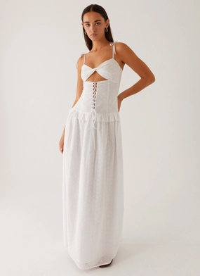 Reveria Twist Maxi Dress - Ivory Chic and Flattering Clean Structure summer look Reveria Twist Maxi Dress - Ivory
