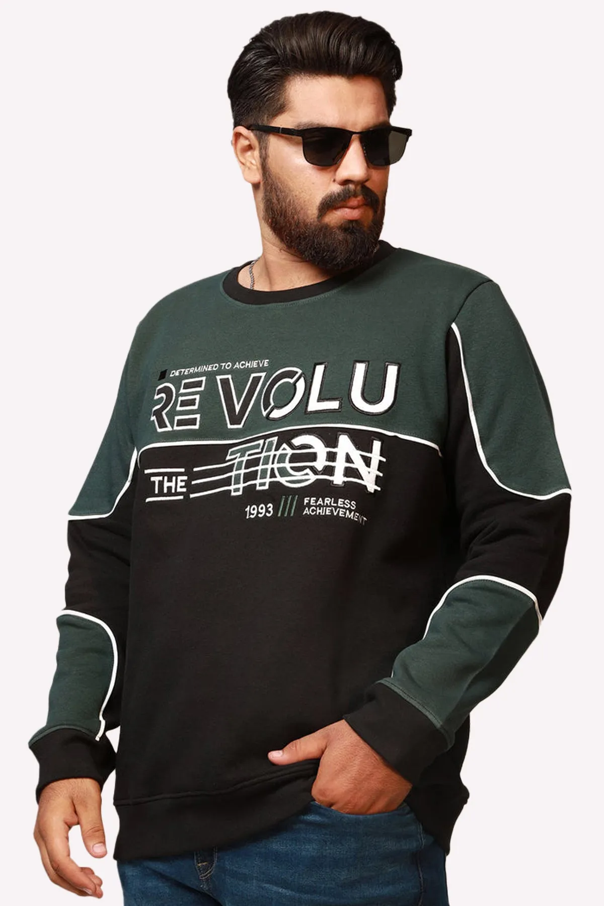 Revolution Print Applique Sweatshirt (Plus Size) - W22 - MSW052P