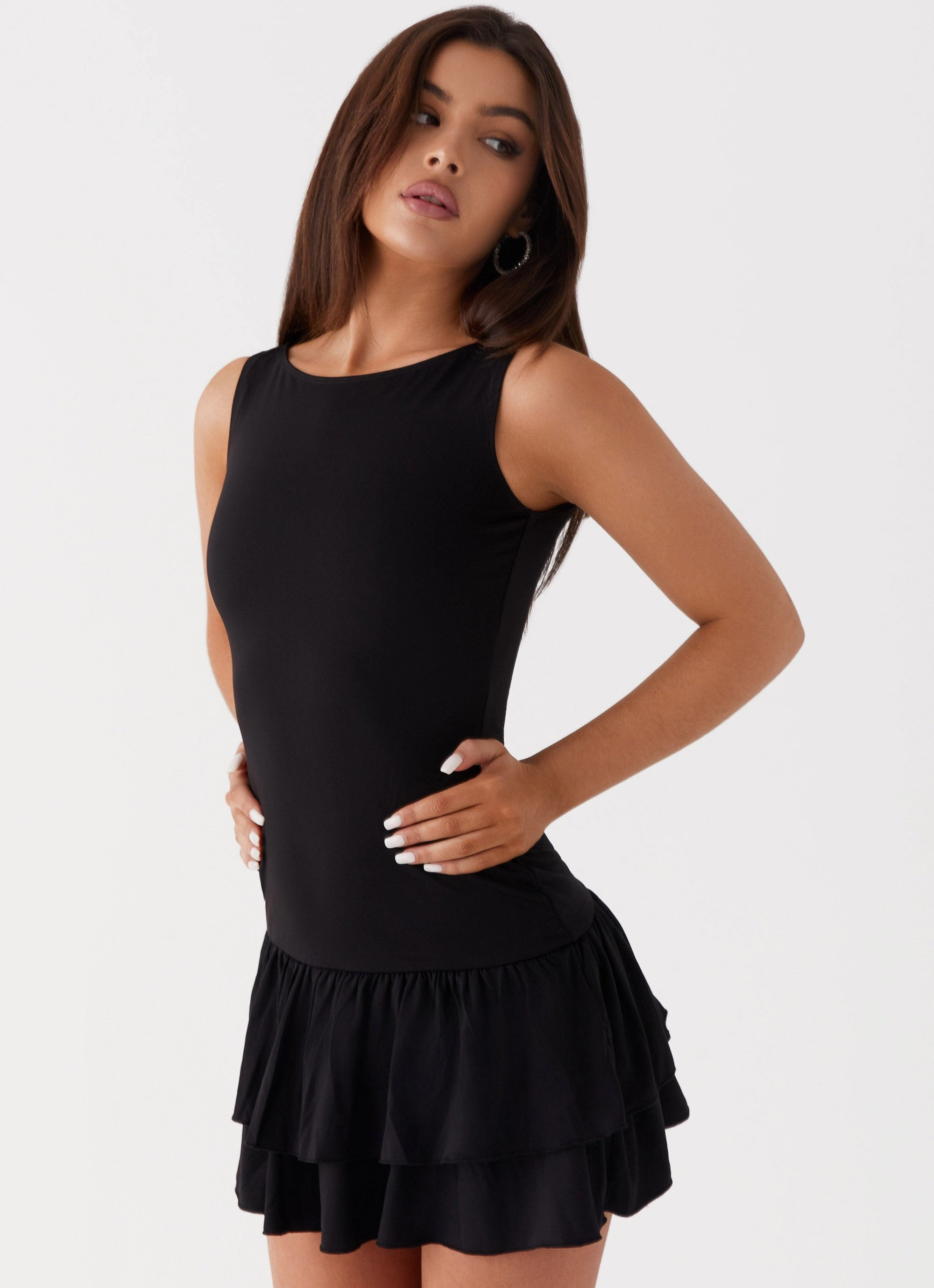 Calm Mood Rhiannon Frill Mini Dress - Black