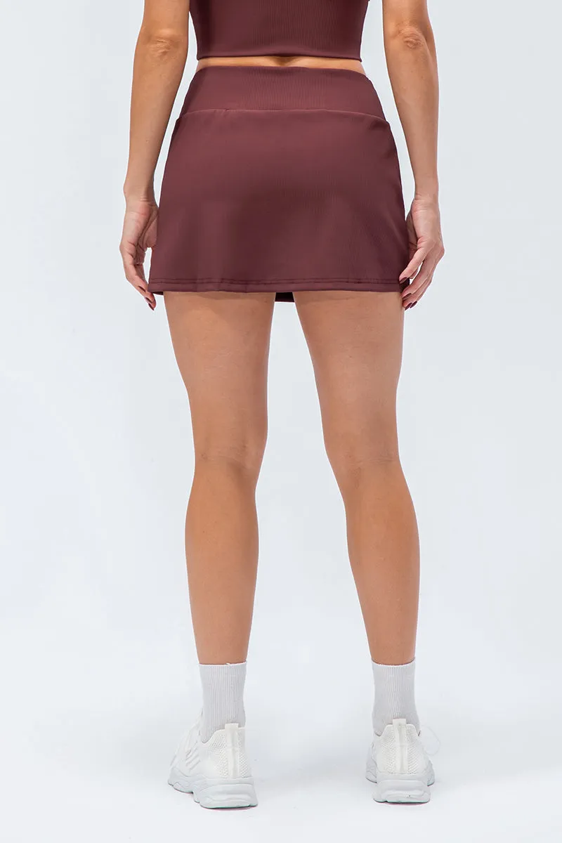 Ribbed Tennis Skirts Built-in Short Liner
