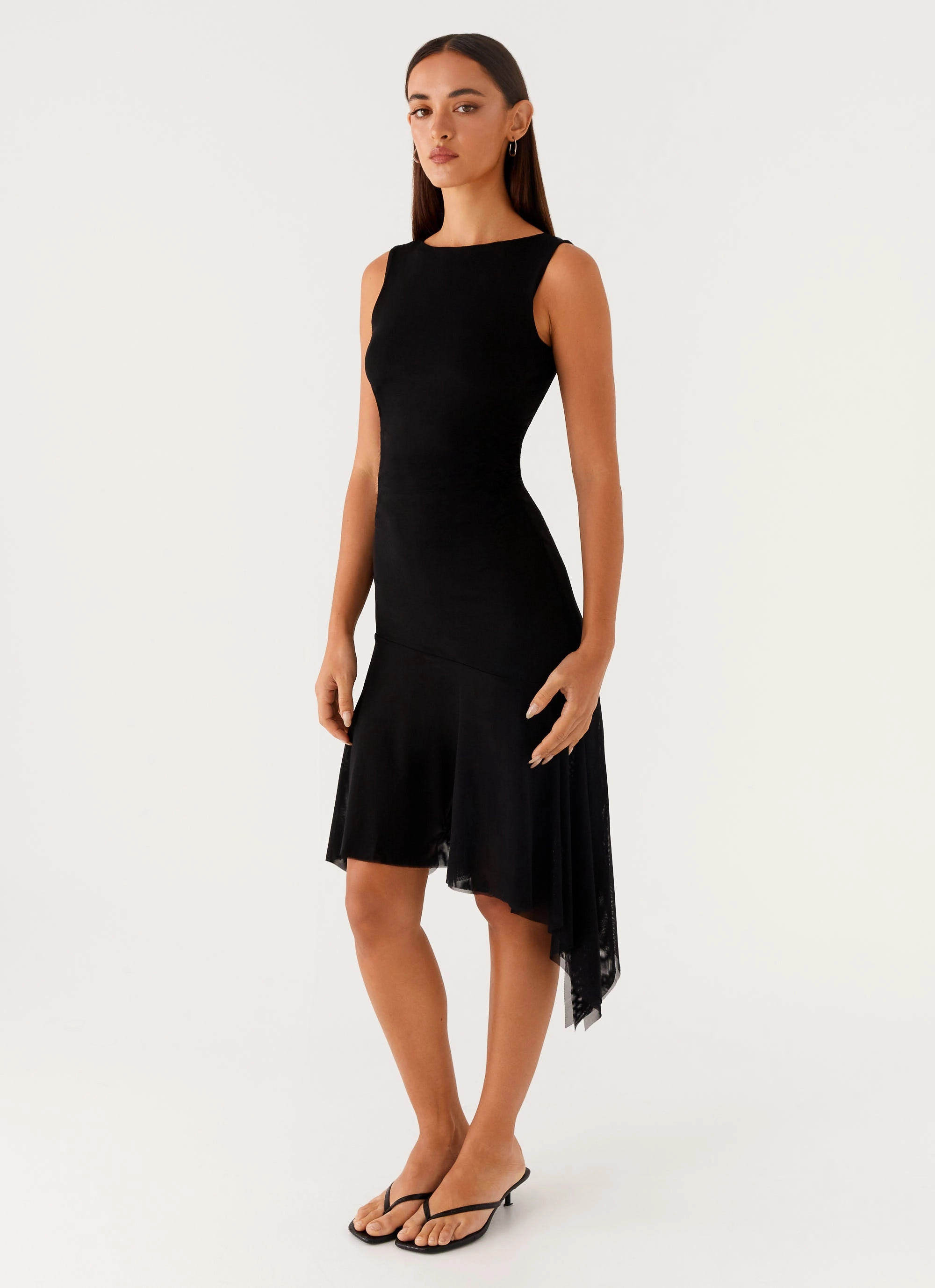 Winona Midi Dress - Black Natural Fit Effortless Pair