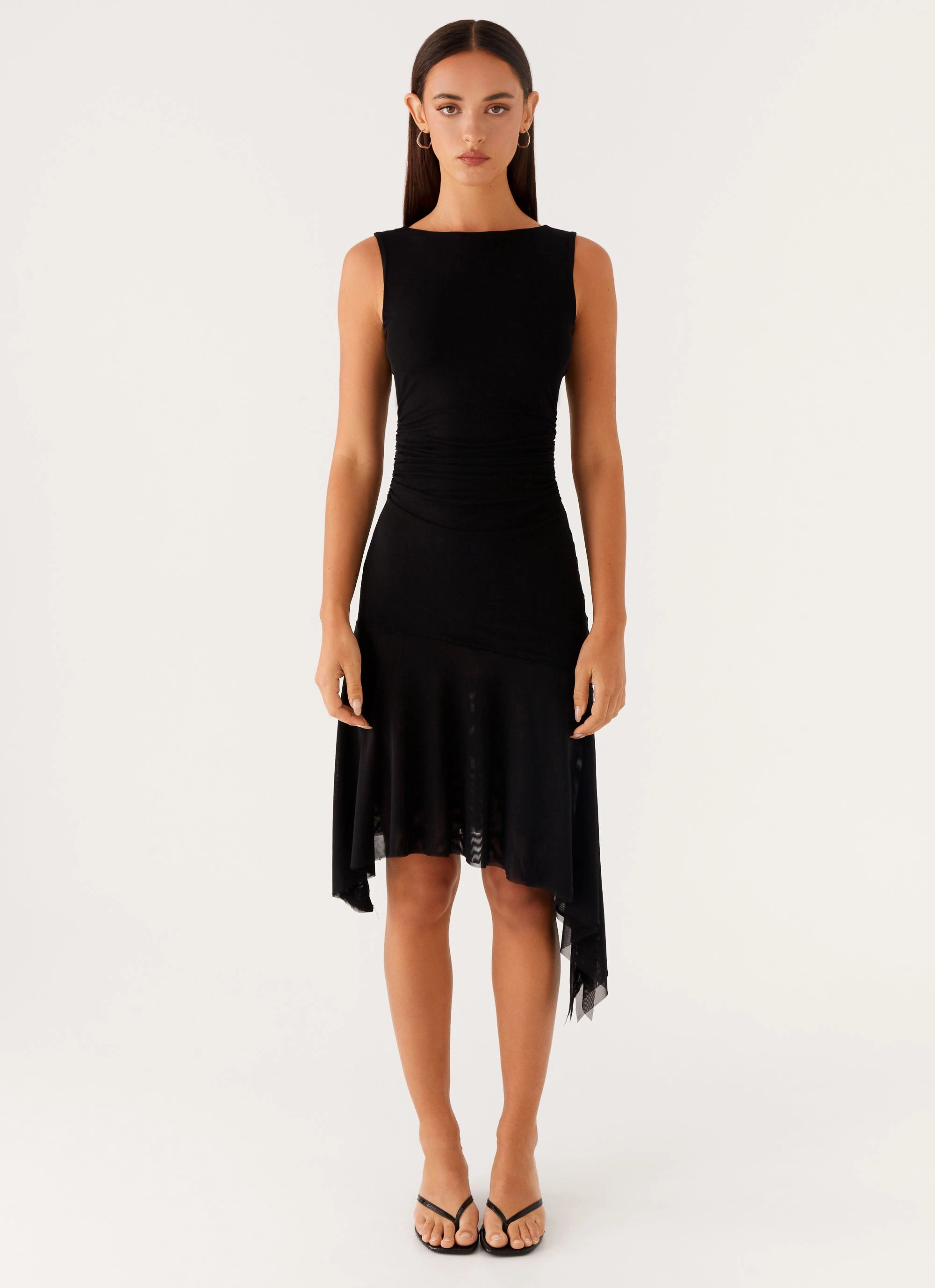 Winona Midi Dress - Black Comfortable Waist