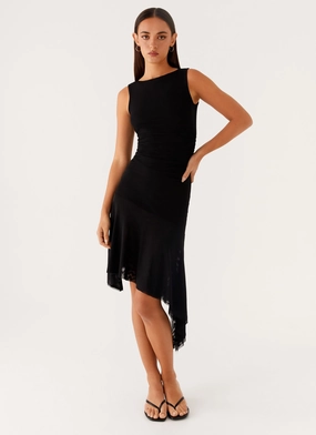 Ribbed Knit Winona Midi Dress - Black Versatile Touch Chic Motion Winona Midi Dress - Black