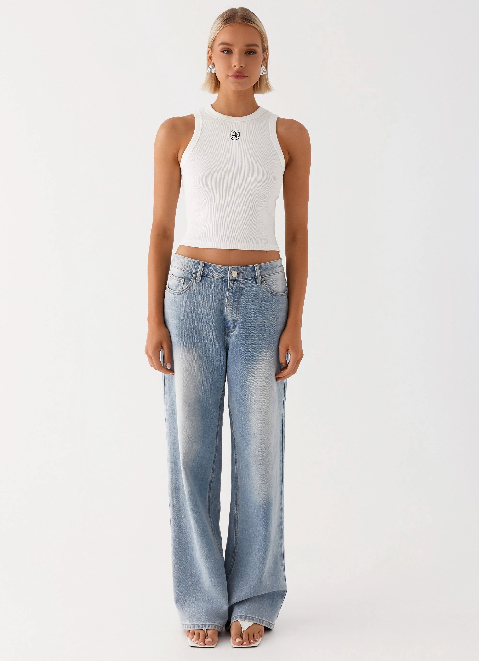 Veda Tank Top - White Fleece Pullover