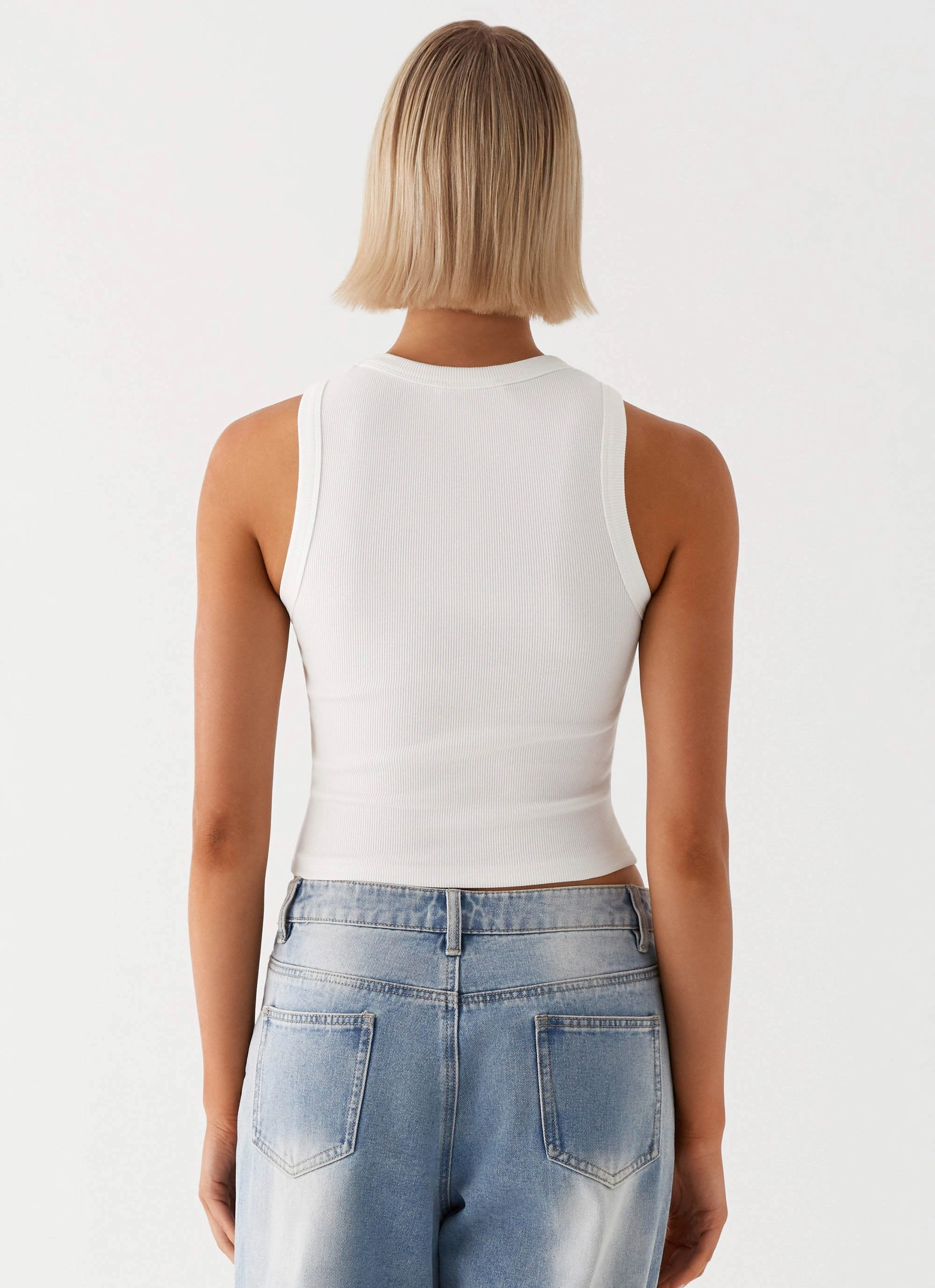 Hidden Storage Pocket ConvertibleStyle Veda Tank Top - White