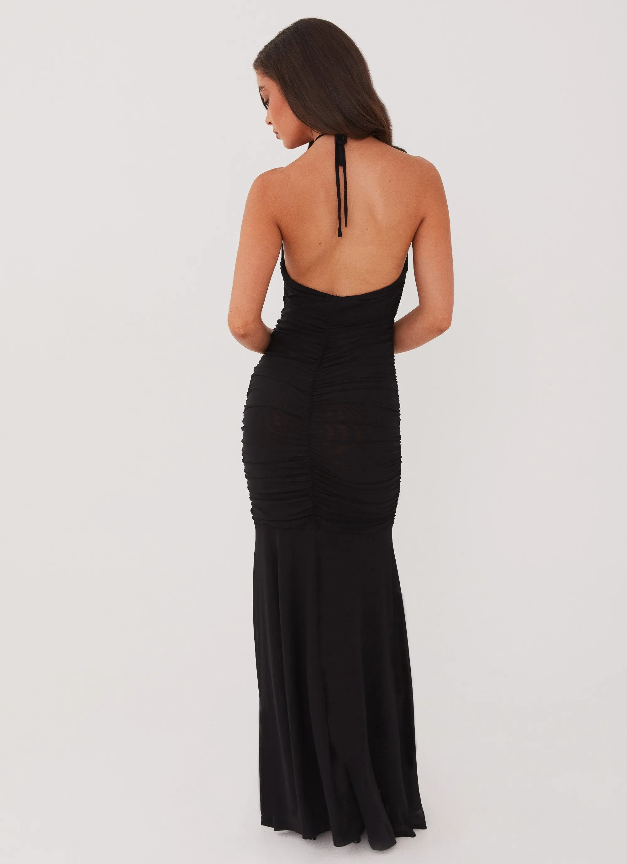 Minimalist Design Stretchable Cloth Brynne Maxi Dress - Black