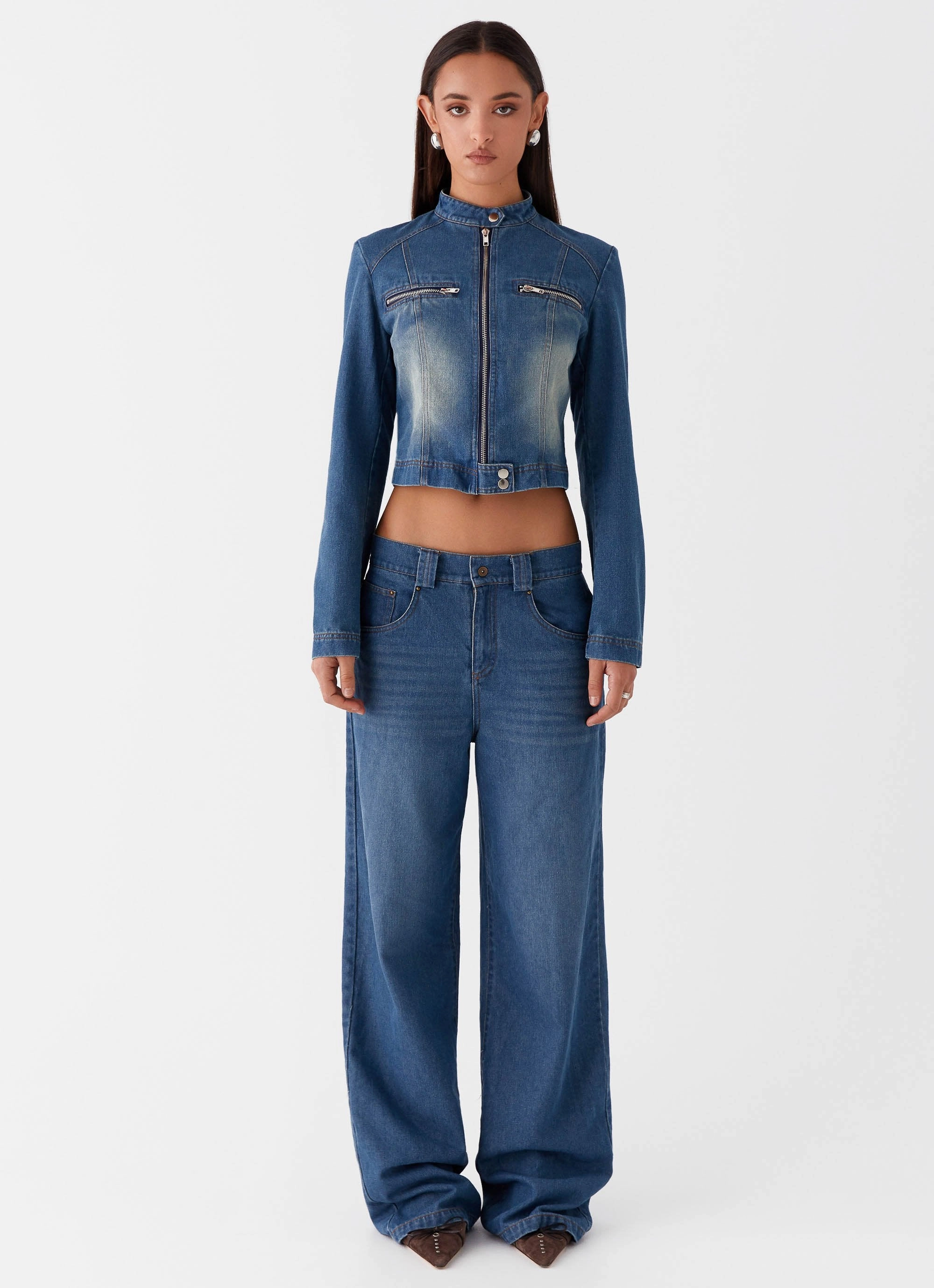 Comfort Fit Wear HighRiseWaistband Ride Elegant Baggy Jeans - Vintage Blue Wash