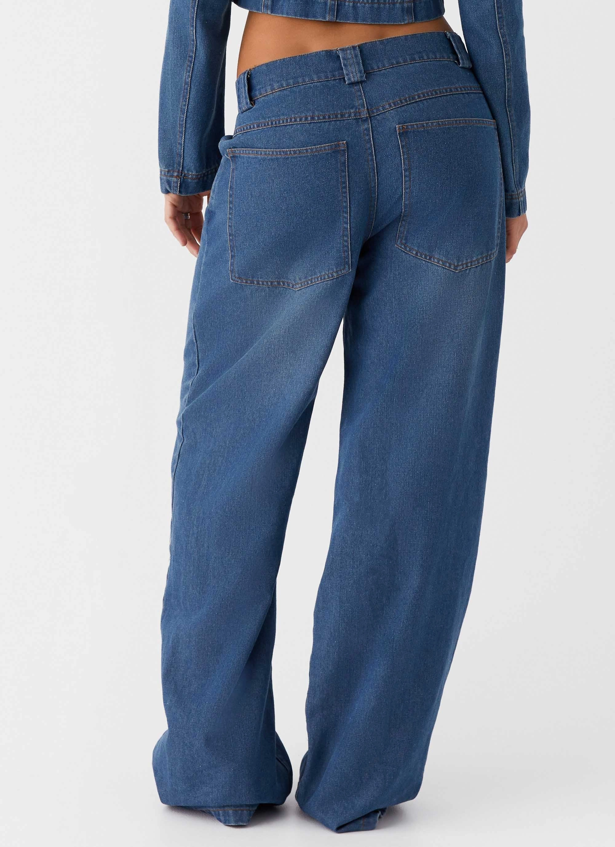Water Resistant Ride Elegant Baggy Jeans - Vintage Blue Wash