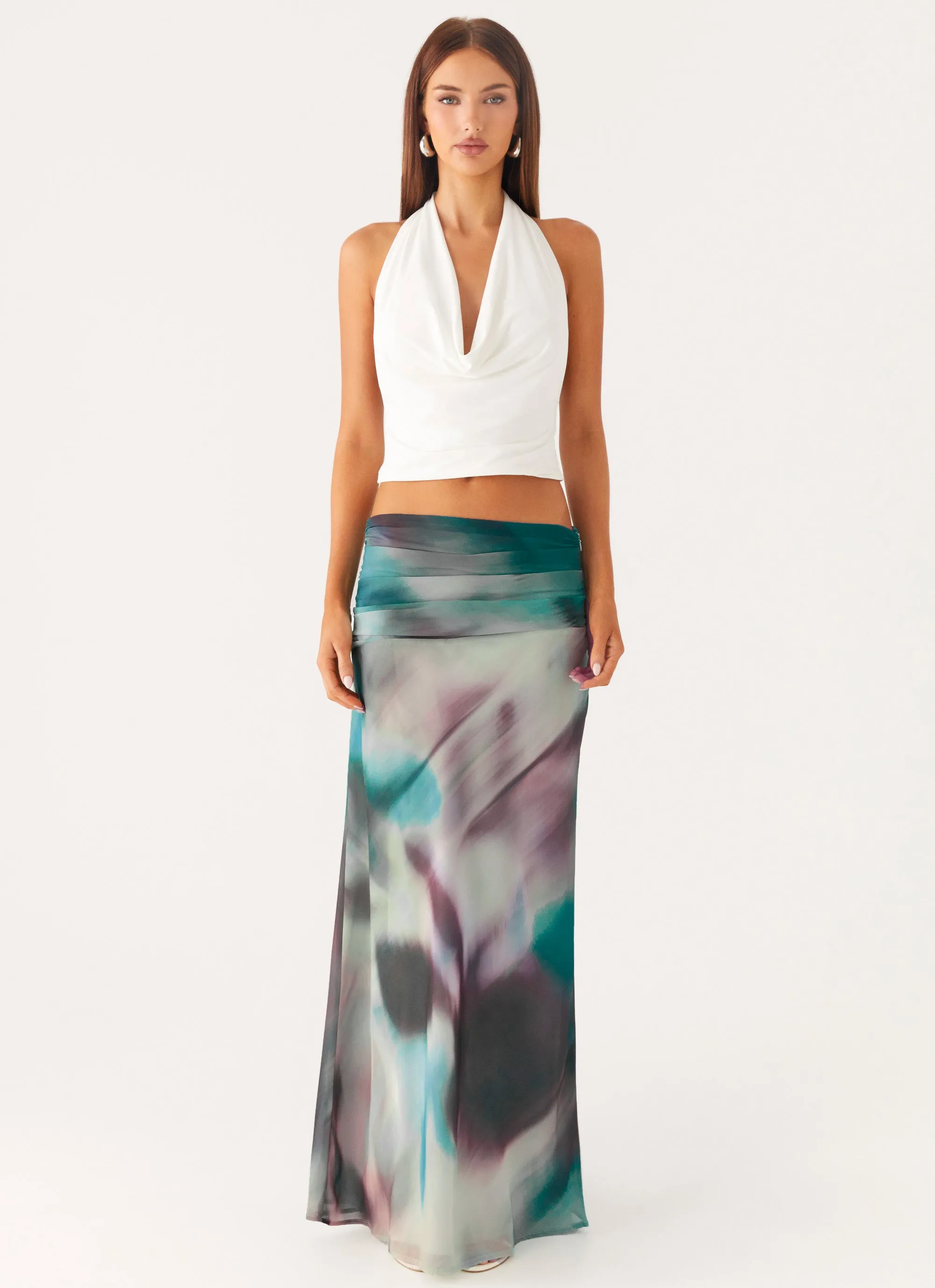 Relaxed Look Light Motion Rimi Maxi Skirt - Sea Splash