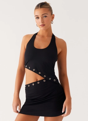 Riot Mini Dress - Black Smile Glow