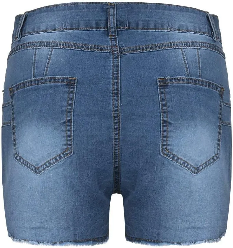Ripped Jean Shorts for Women High Waisted Stretchy Plus Size Denim Distressed Jeans Shorts